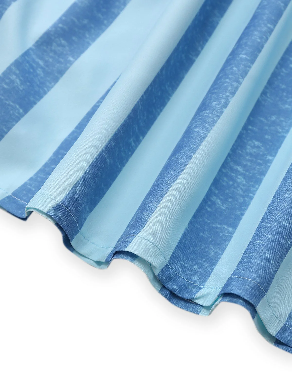 2PCS Blau 1950er Streifen Quadratischer Hals Top & Gerüschtes Rock - Image 4