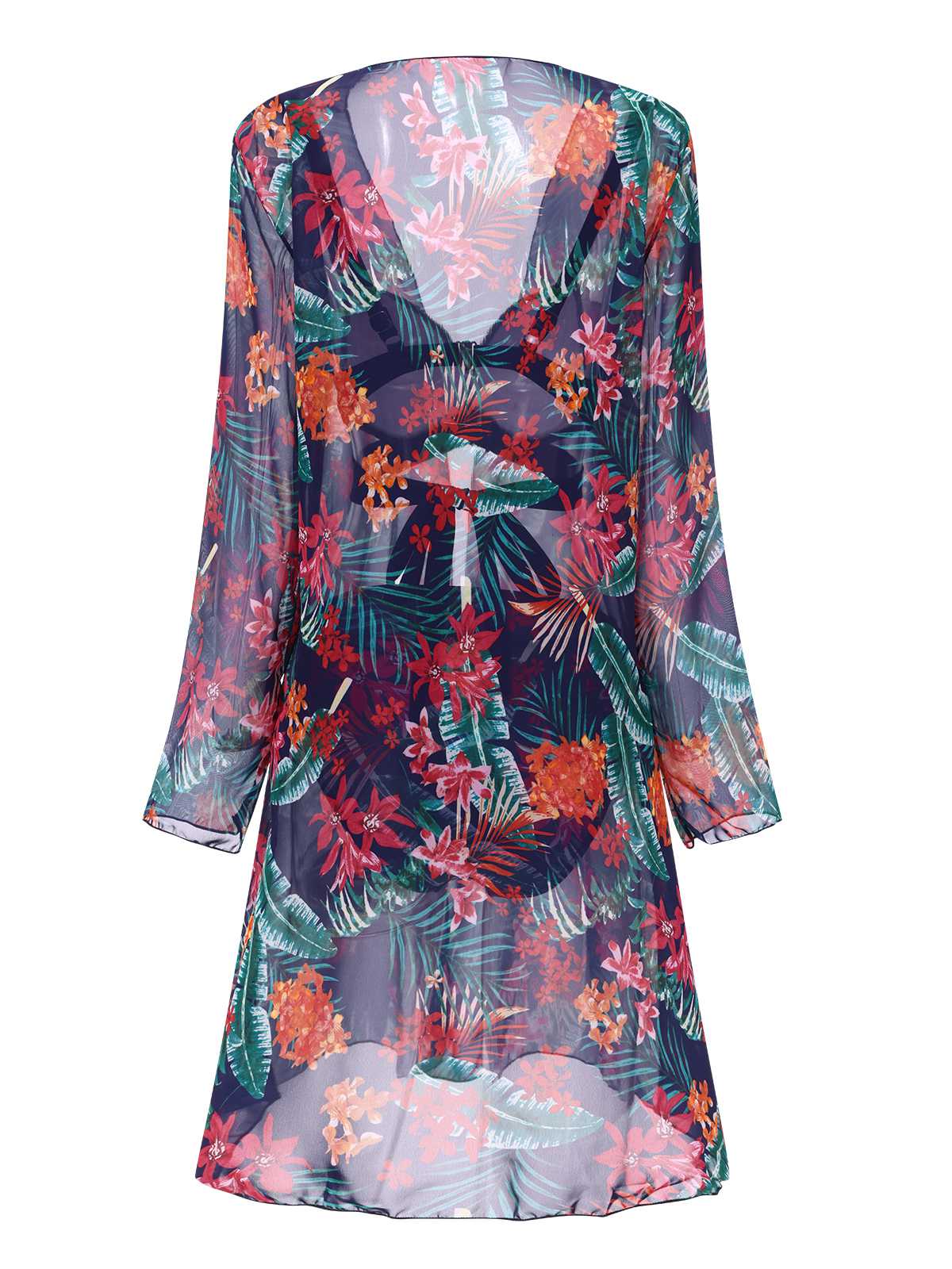 2PCS Blau 1960er Blumen Pflanze Drucken Bikini Set & Cover-Up - Image 4