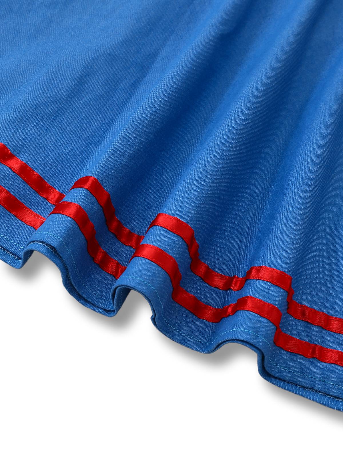 2PCS Blau 1960er Halloween Chucky Kostüm Streifen Top & Breite Träger Kleid - Image 6