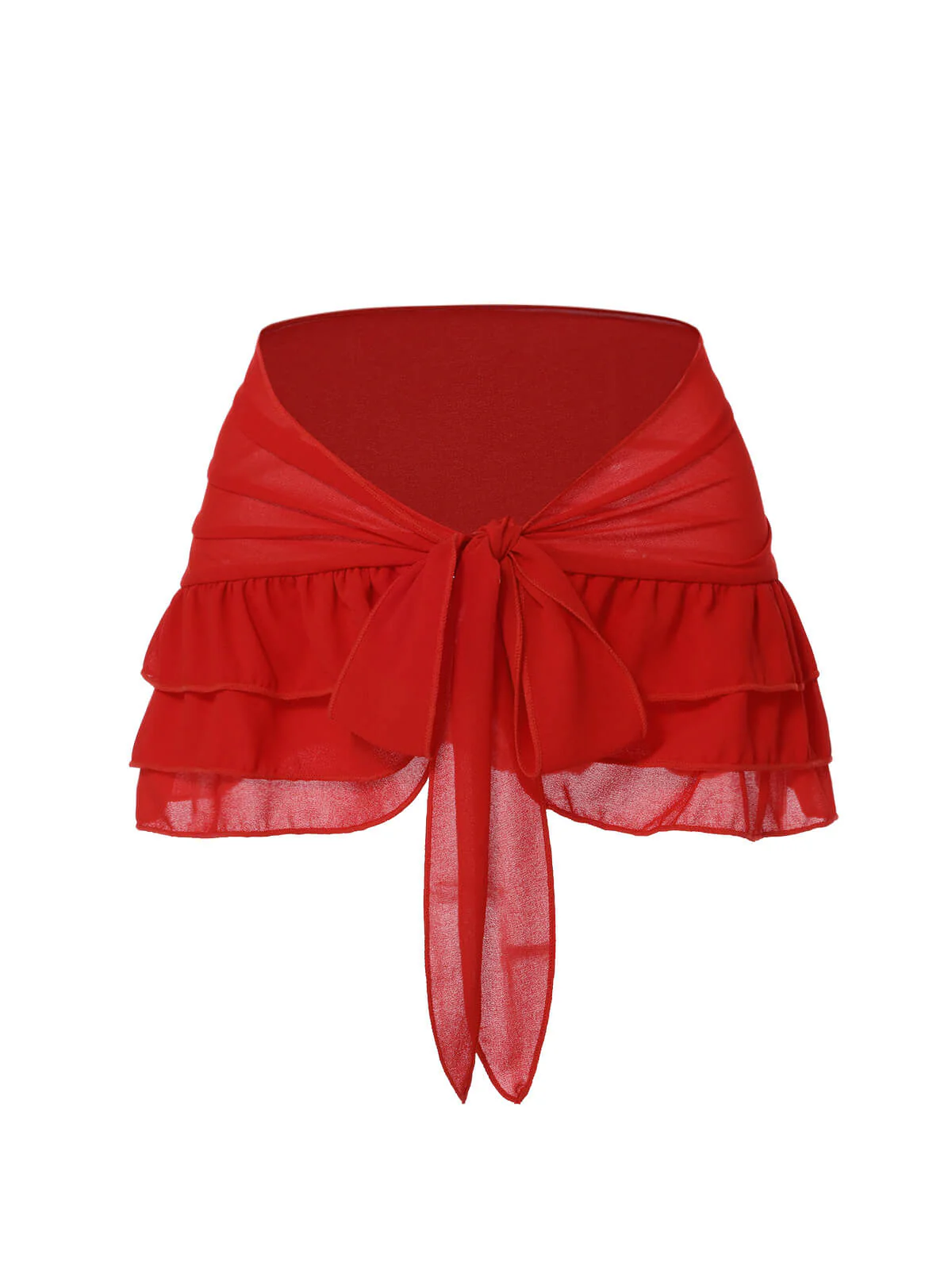 Rot 1960er Solide Chiffon Rock Cover-Up - Image 2