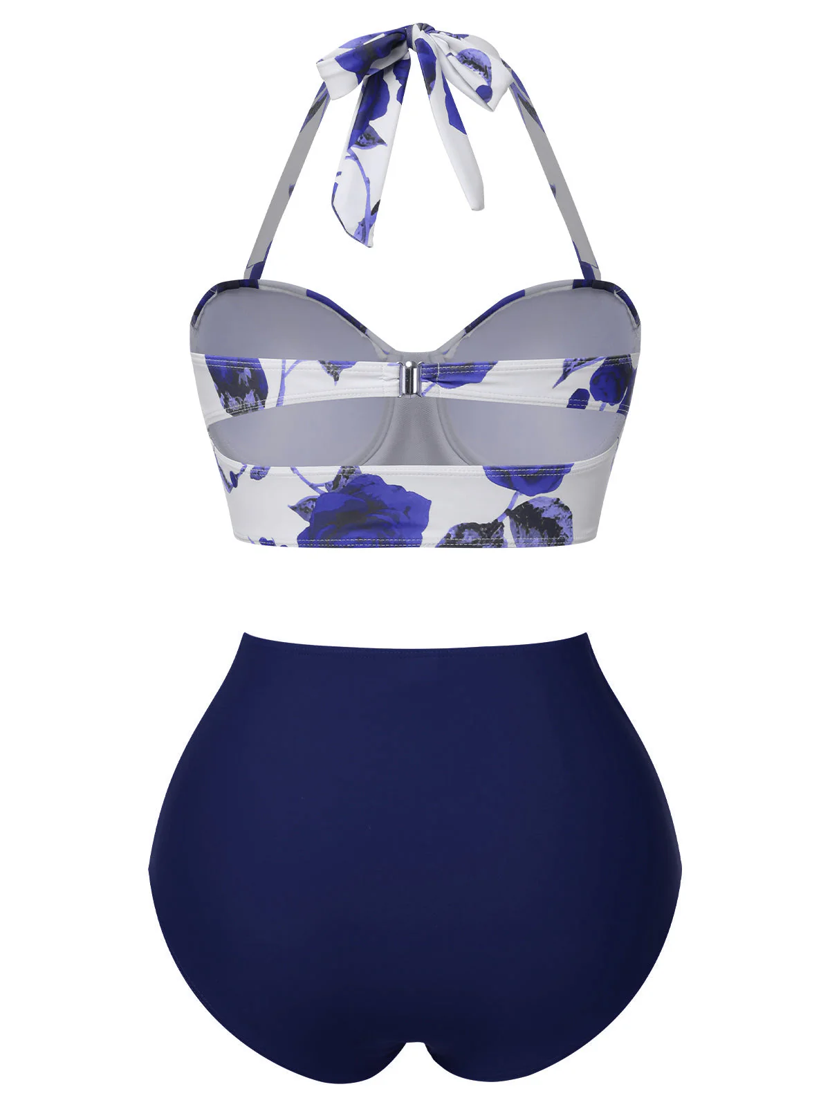 Blau 1960er Halter Roses Bikini Set - Image 2