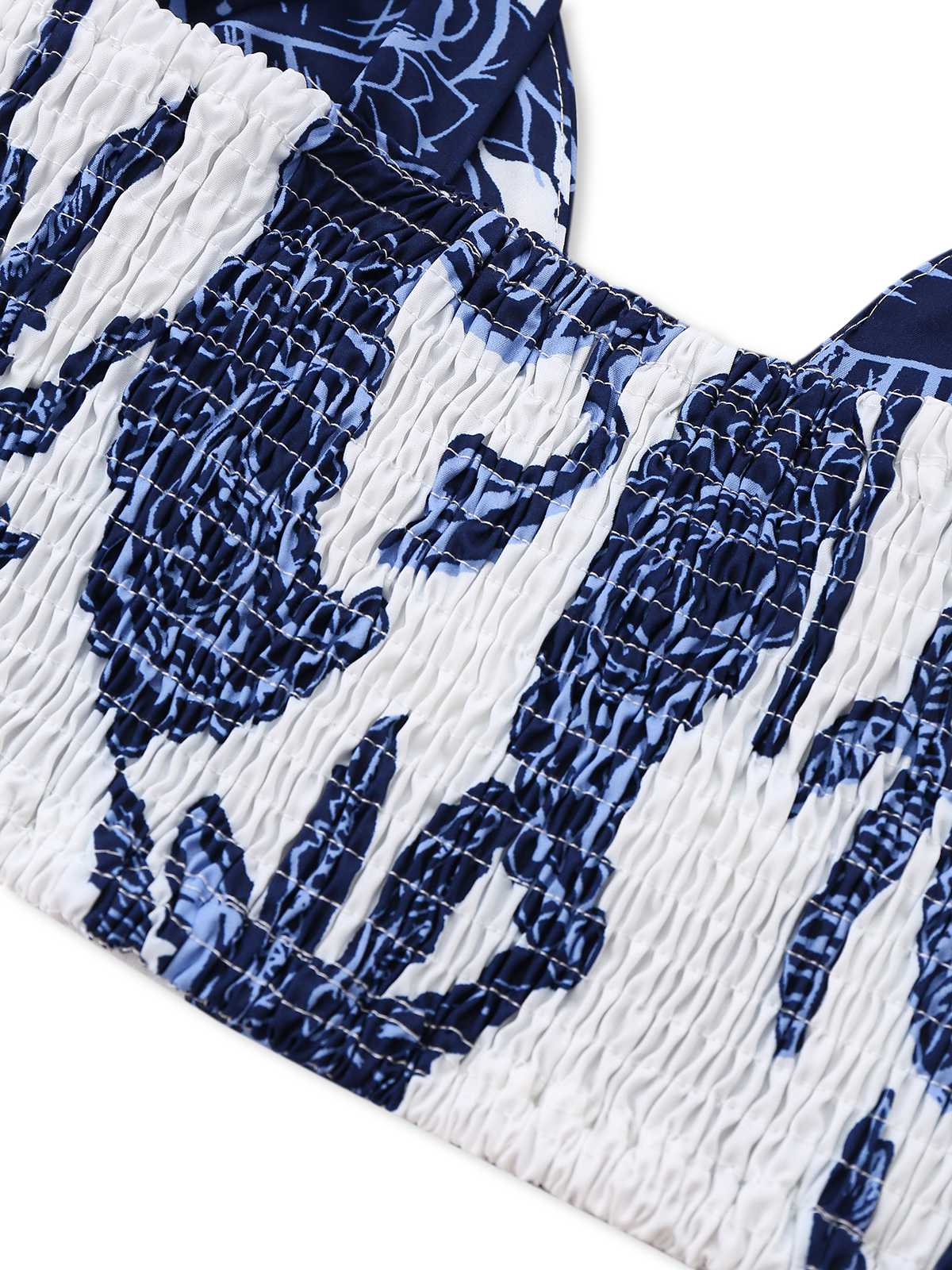 2PCS Blau 1970er Boho Kurzes Top & Hosen - Image 6