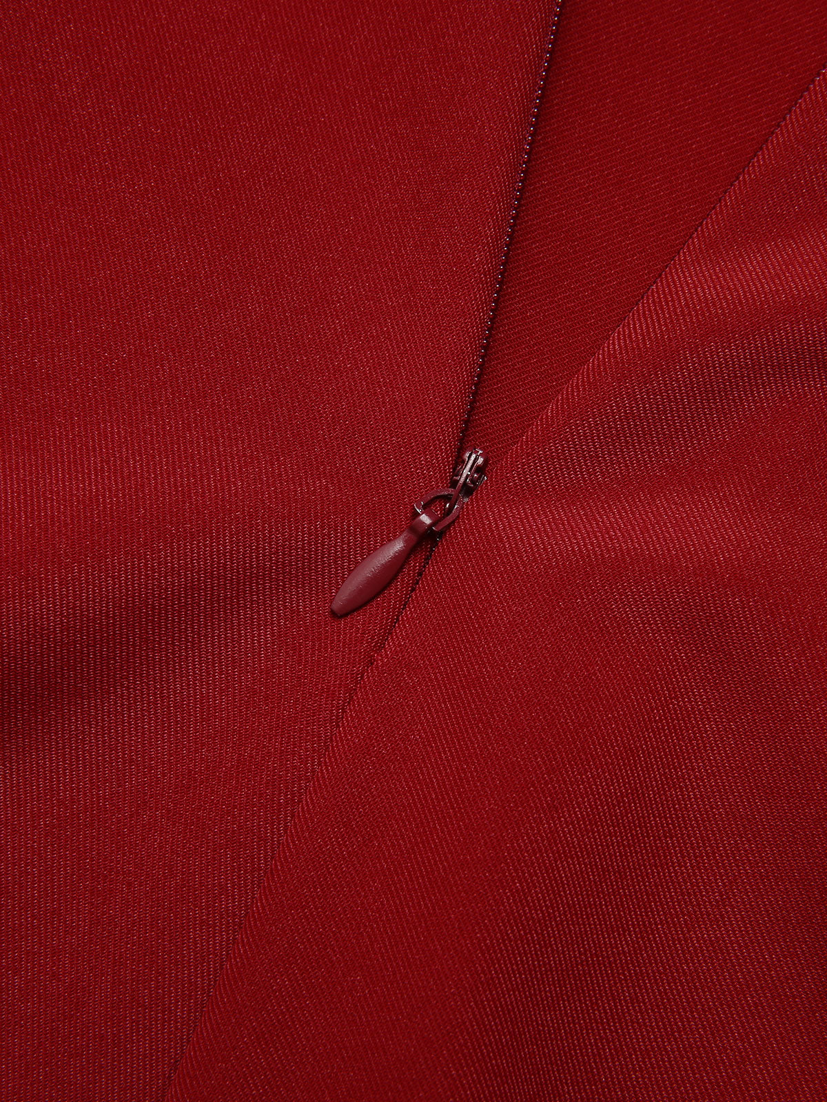 2PCS Burgundy 1950s Keyhole Sheer Stiching Top & Solid Pants - Image 5