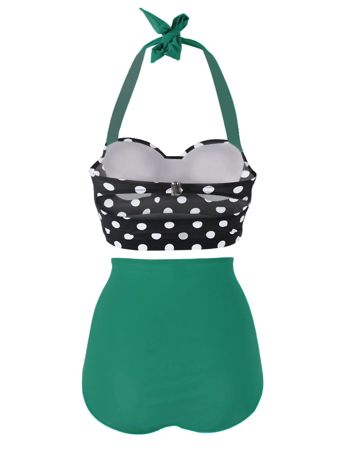 Gelb 1950er Polka Dot Neckholder Plissiert Bikini Set - Image 6