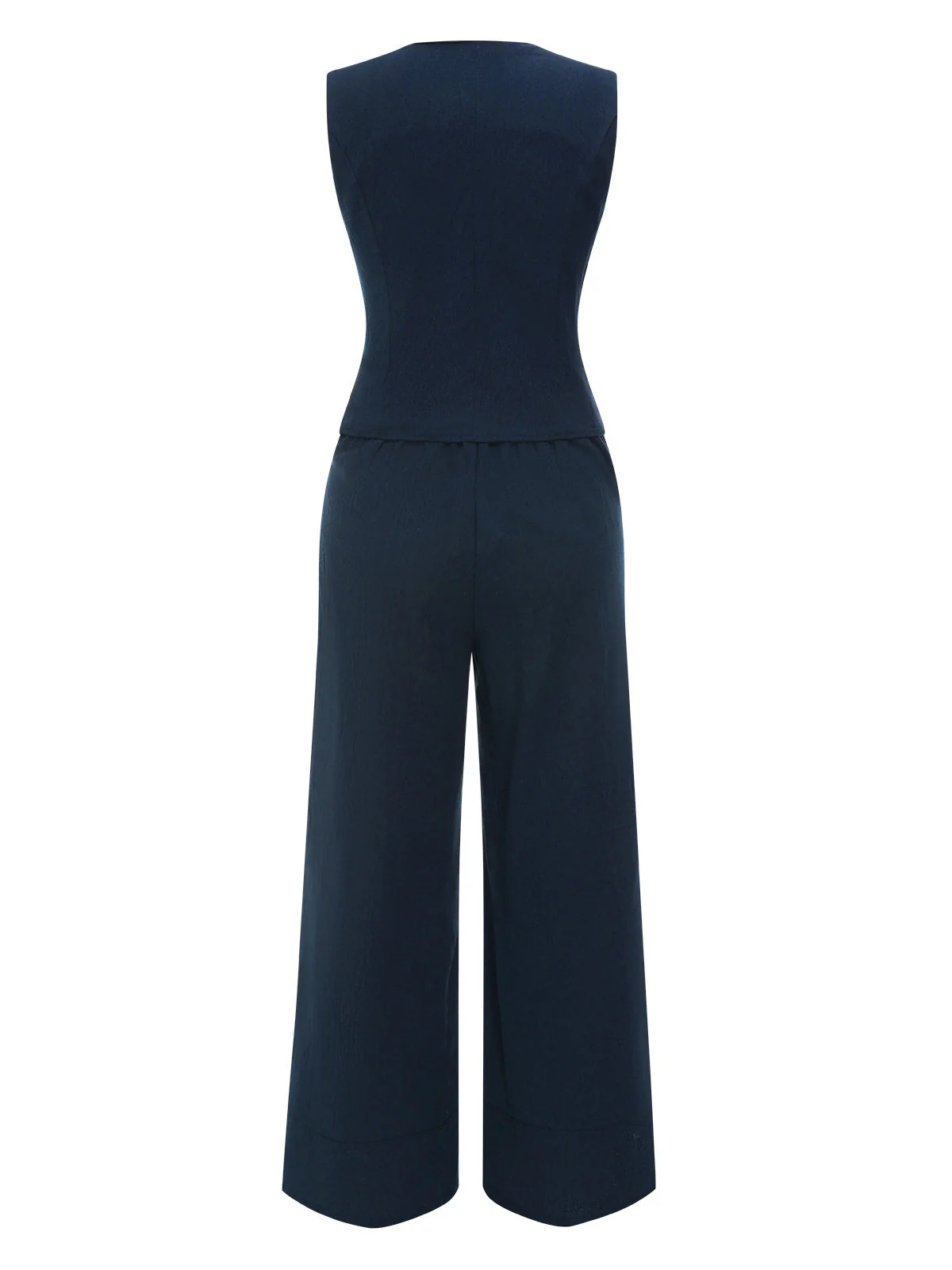 2PCS Dunkelblau 1960er Solide Ärmellos Blazer Suit - Image 5