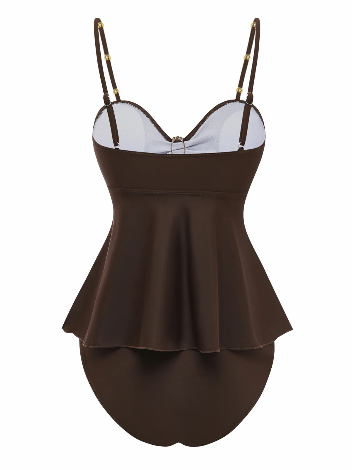 2PCS Dunkelbraun 1950er Uni Shell Tankini Set - Image 4