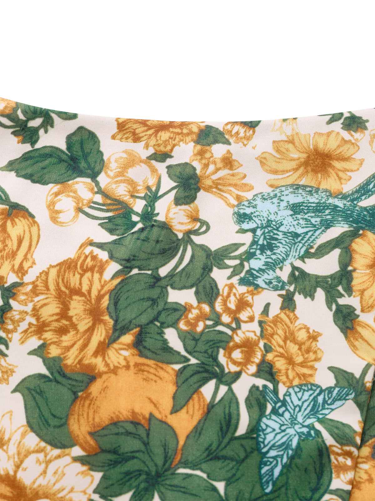 2PCS Gelb 1950er Blumen Breiter Träger Top & Mini Rock - Image 5