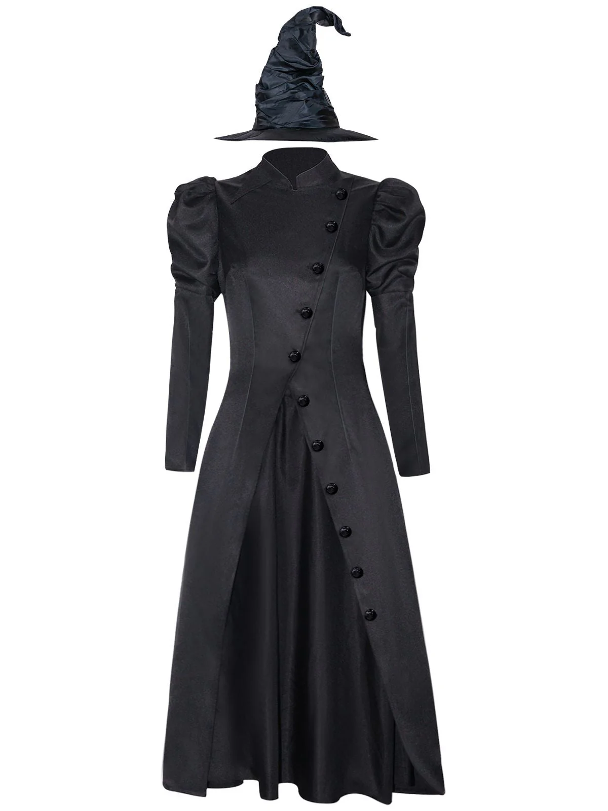 2PCS Schwarz 1940er Gothic Wicked-Inspiriert Elphaba Hexenkostüm mit Hut - Image 2
