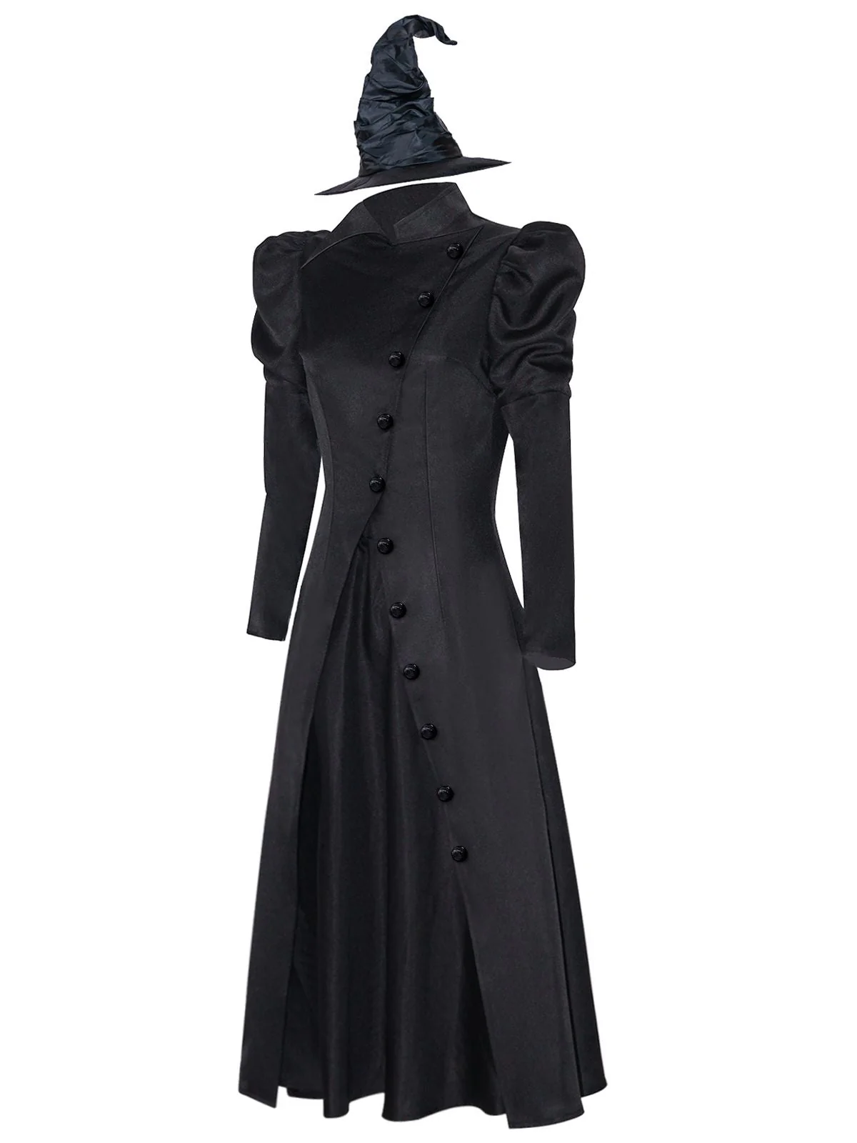 2PCS Schwarz 1940er Gothic Wicked-Inspiriert Elphaba Hexenkostüm mit Hut - Image 4