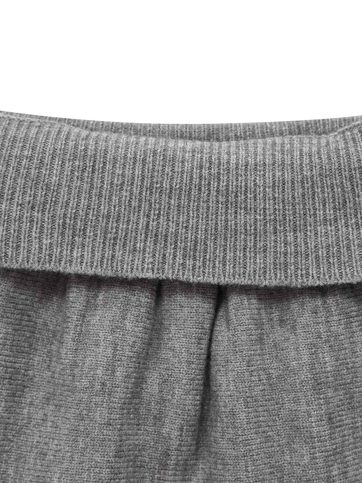 2PCS Grau 1960er Stricken V-Ausschnitt Top & Rock - Image 4