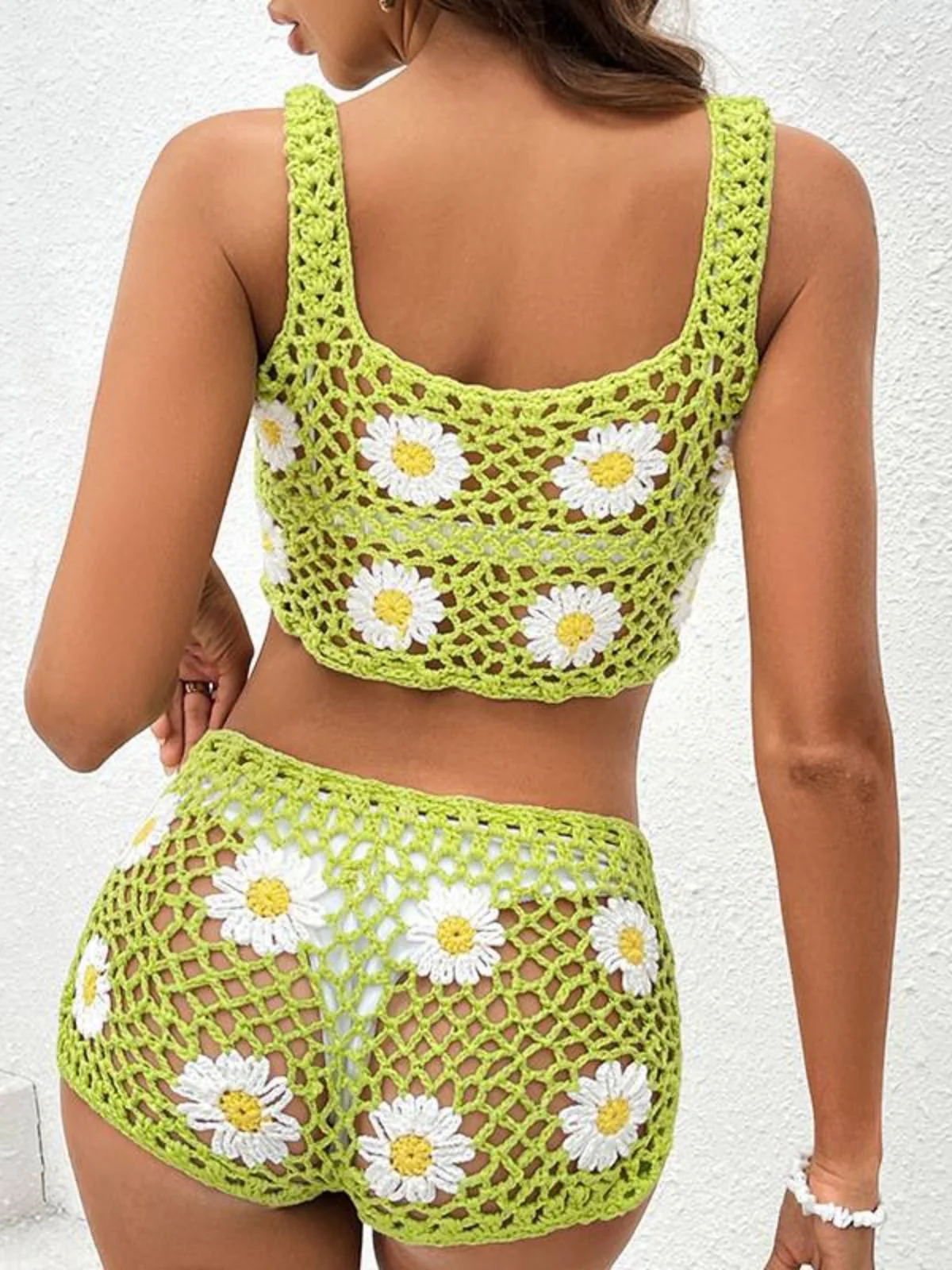 2PCS Grün 1950er Gänseblümchen Knitted Top & Hose - Image 6