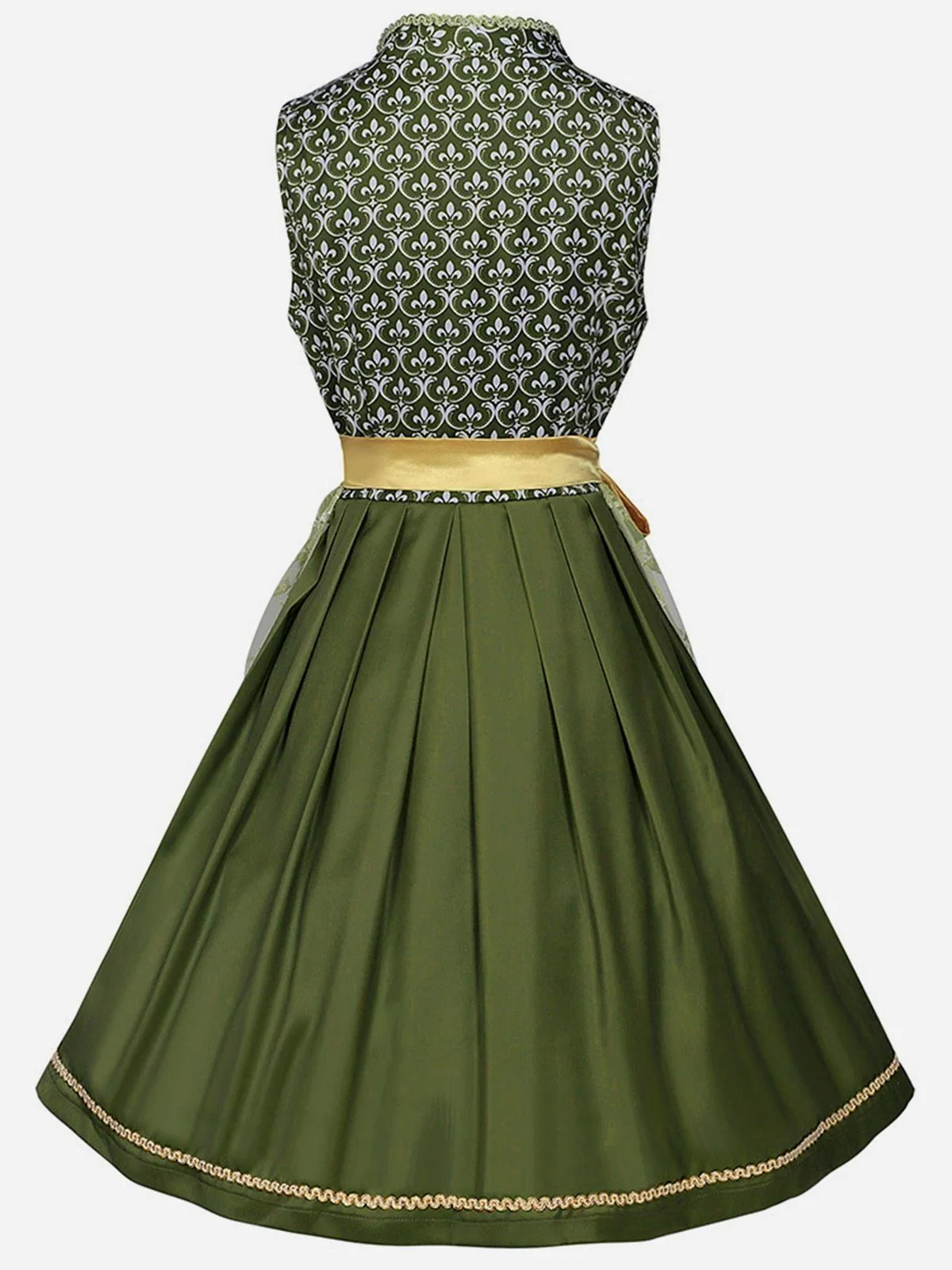 2PCS Grün 1950er Oktoberfest Dirndl Schleife Blumen Kleid & Stickerei Schürze - Image 3
