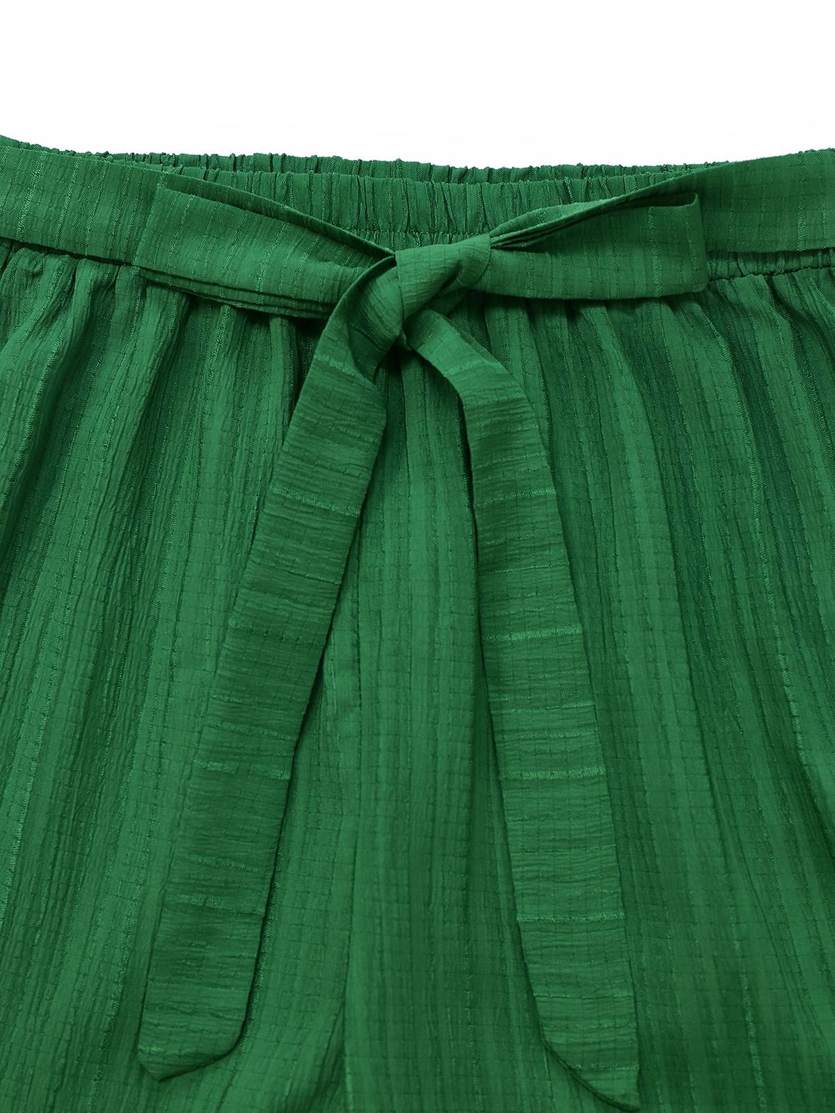 2PCS Grün 1950er Tropische Pflanzen Halfter Top & Texturiert Hosen - Image 5