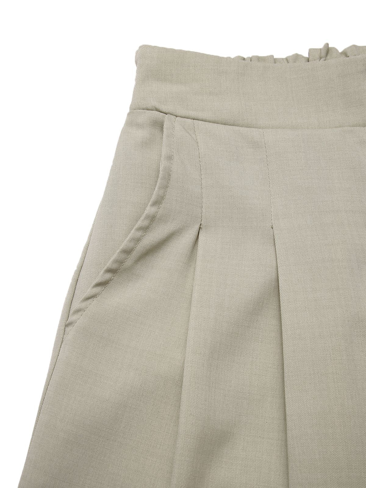 2PCS Helles Khaki 1950er Solide V-Ausschnitt Weste & Shorts - Image 3