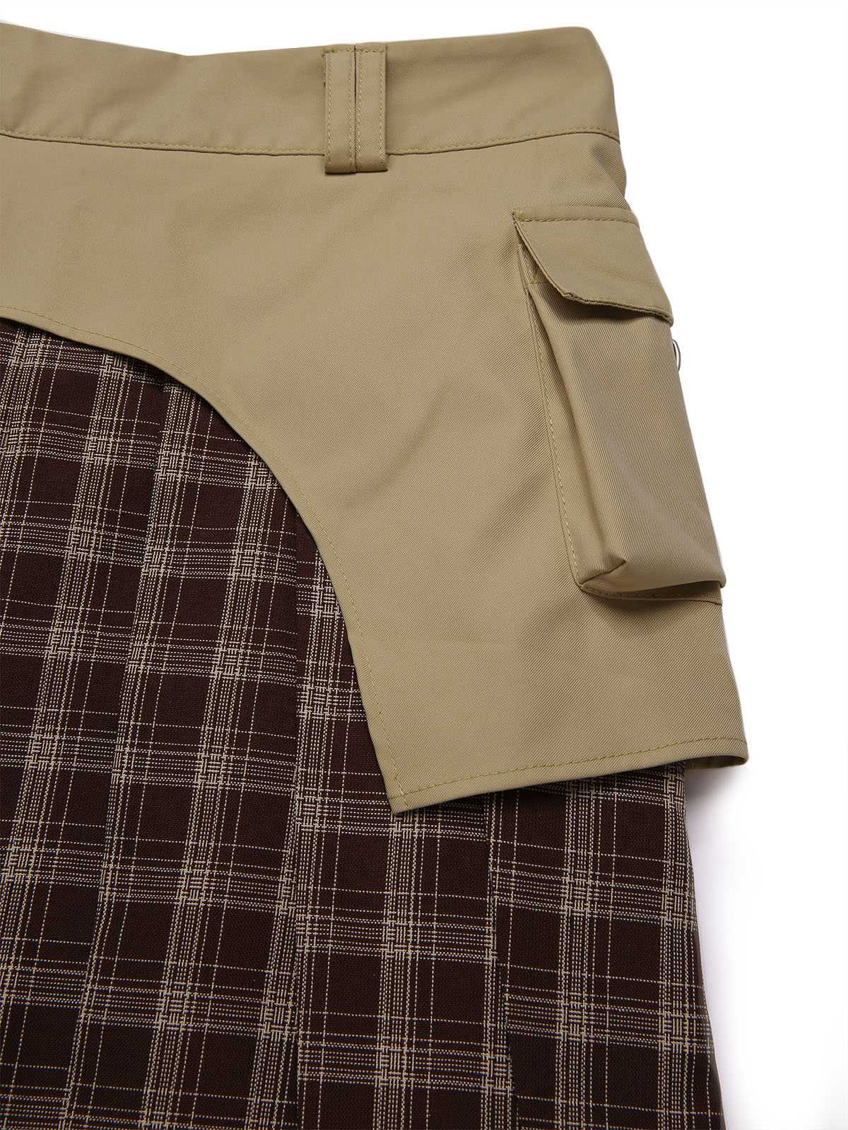 2PCS Khaki 1960er Plaid Patchwork Jacke & Plissiertes Rock - Image 14