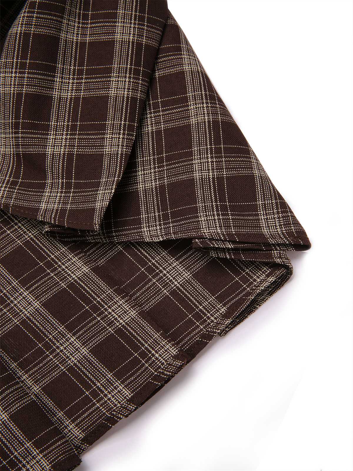 2PCS Khaki 1960er Plaid Patchwork Jacke & Plissiertes Rock - Image 15
