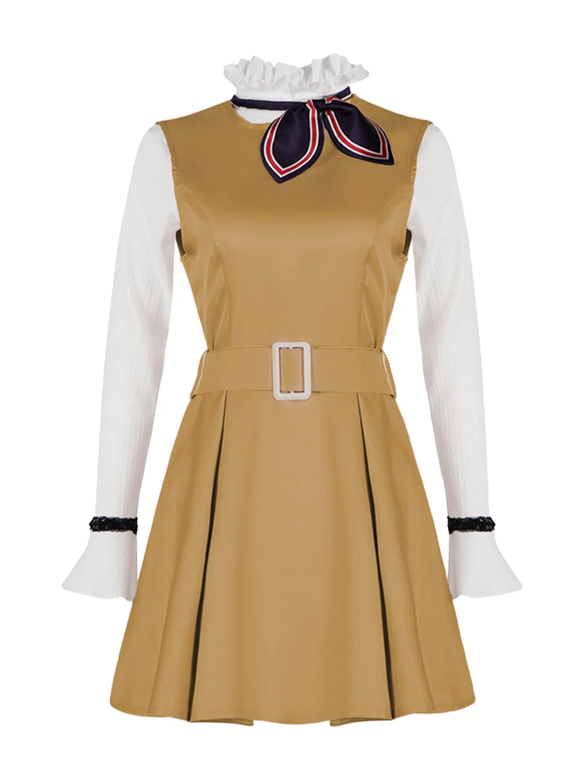 2PCS Khaki 1960er Rüschen Kragen Megan's Kostümset