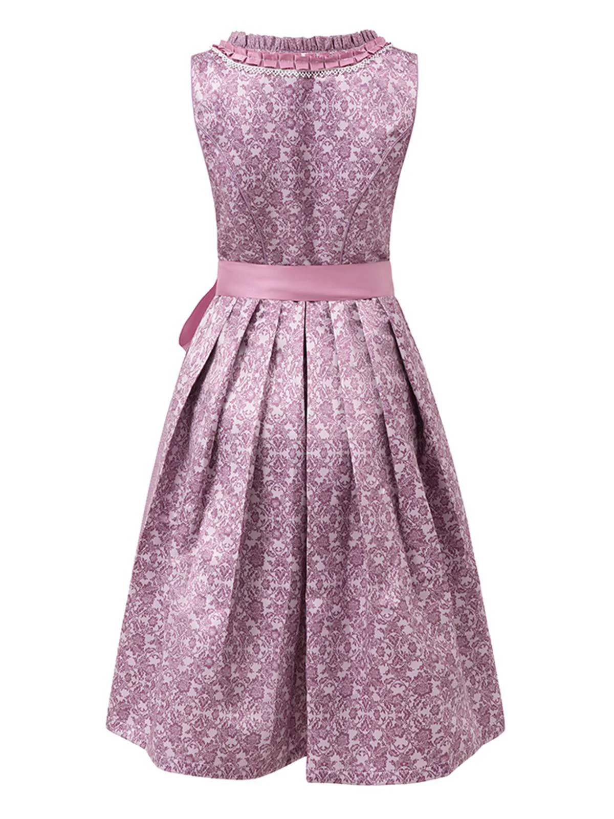 2PCS Lavendel 1950er Oktoberfest Dirndl Blumen Kleid & Spitze Schürze - Image 3