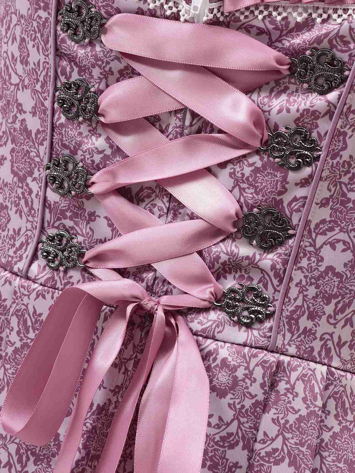 2PCS Lavendel 1950er Oktoberfest Dirndl Blumen Kleid & Spitze Schürze - Image 4