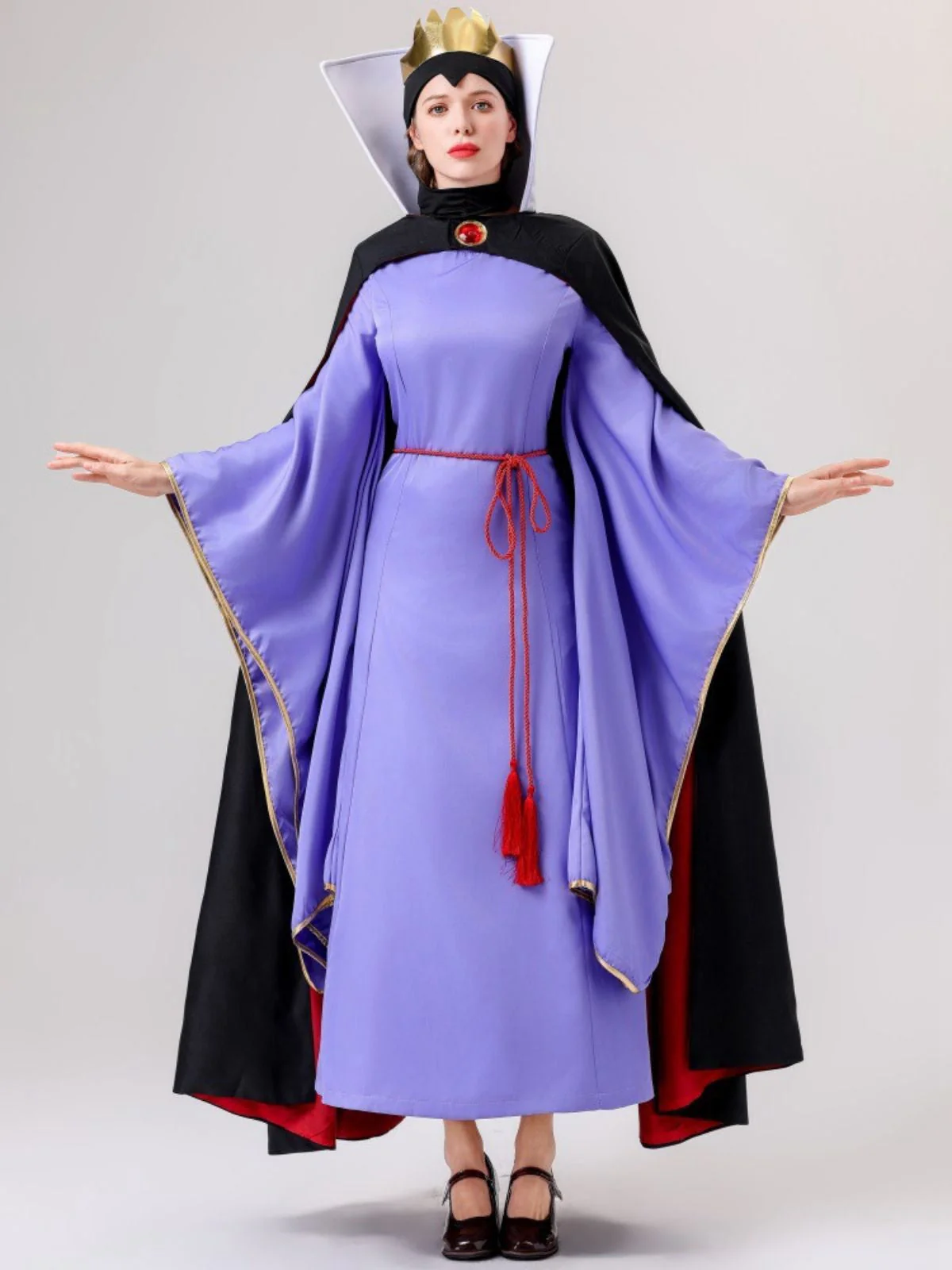 2PCS Lila 1940er Schneewittchen Kostüm Böse Königin Kleid & Lang Mantel - Image 3