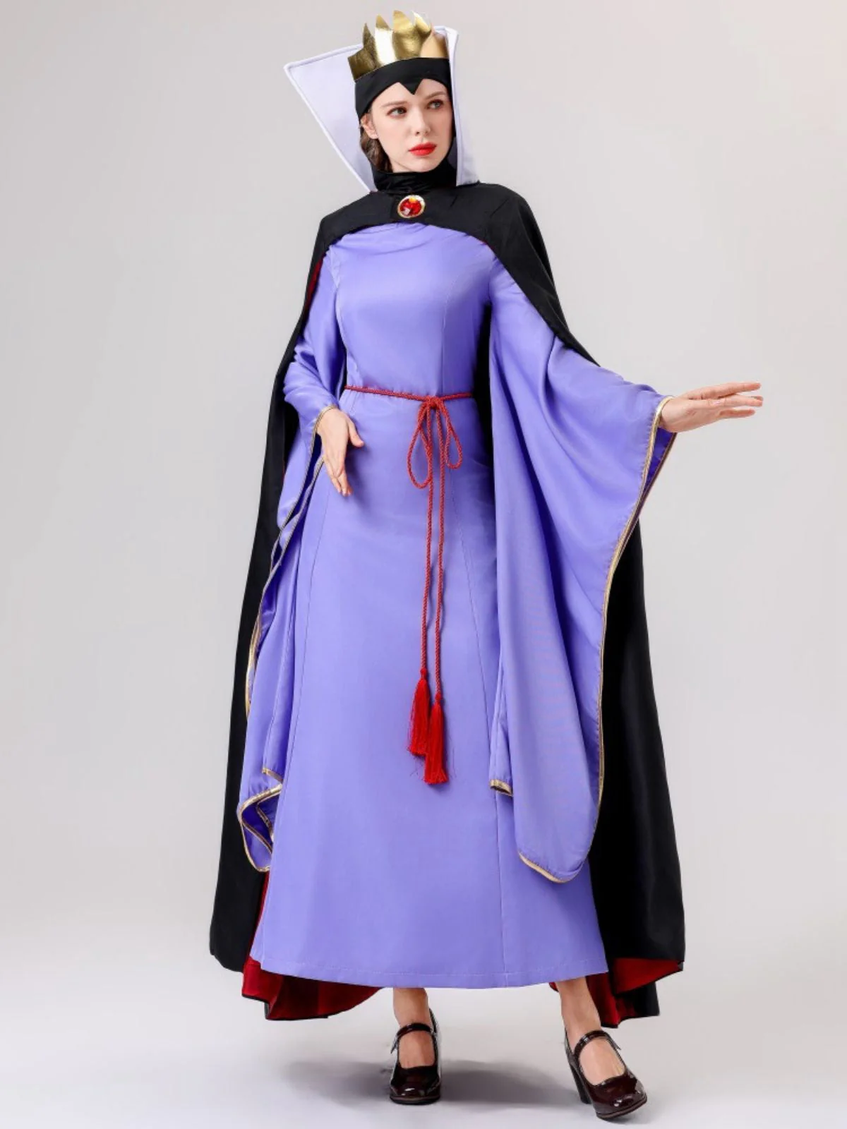 2PCS Lila 1940er Schneewittchen Kostüm Böse Königin Kleid & Lang Mantel - Image 4
