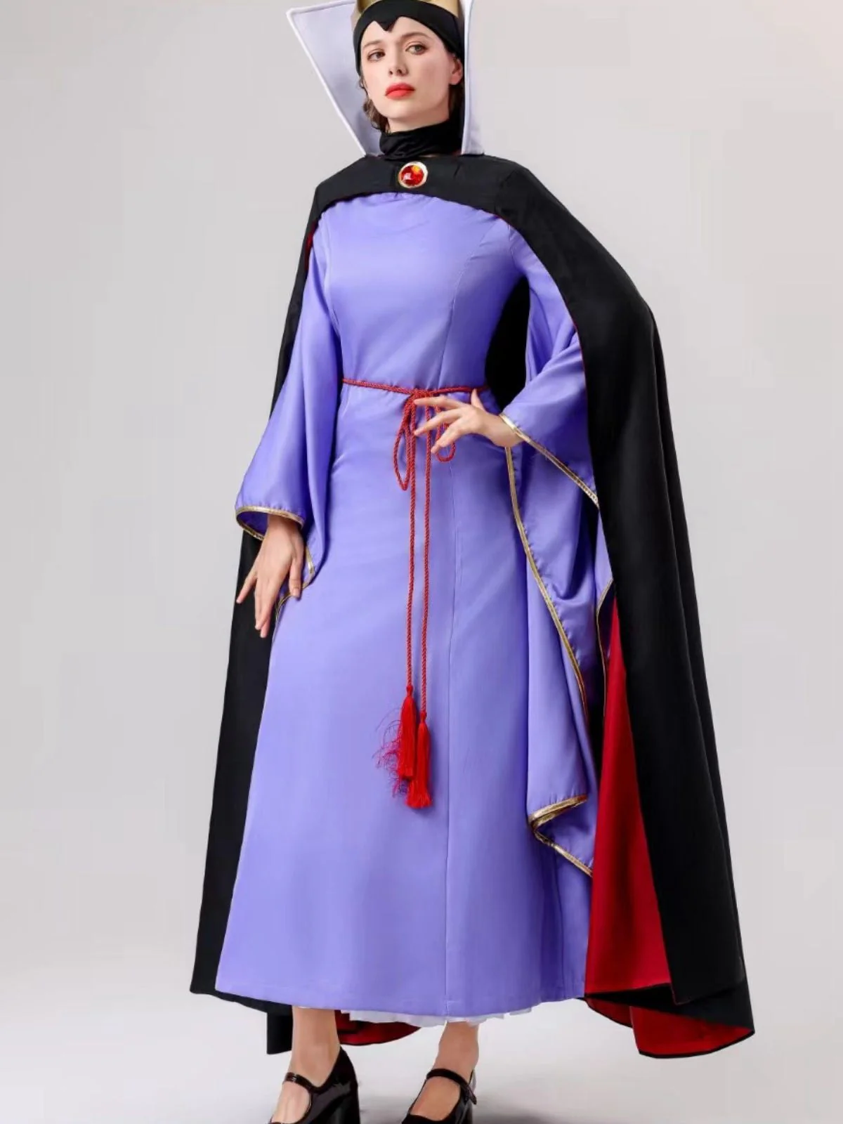 2PCS Lila 1940er Schneewittchen Kostüm Böse Königin Kleid & Lang Mantel - Image 6