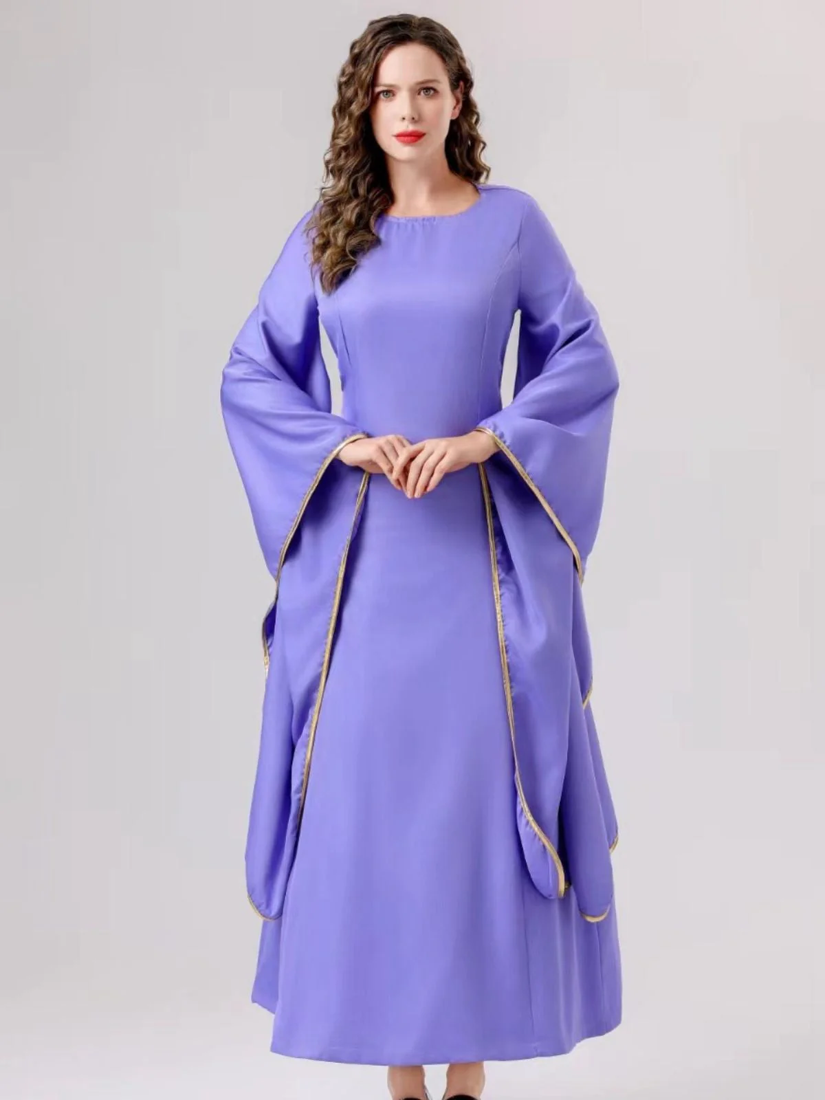 2PCS Lila 1940er Schneewittchen Kostüm Böse Königin Kleid & Lang Mantel - Image 7