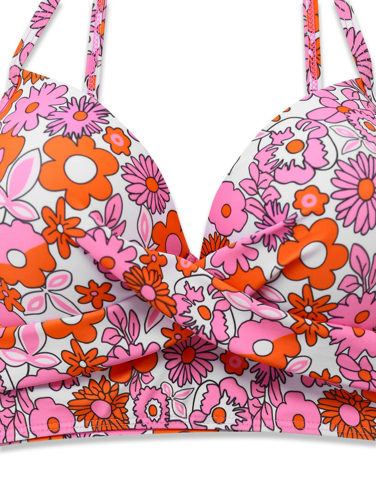 2PCS Multicolor 1950er Karikatur Blumen Bikini Set & Cover-Up - Image 3