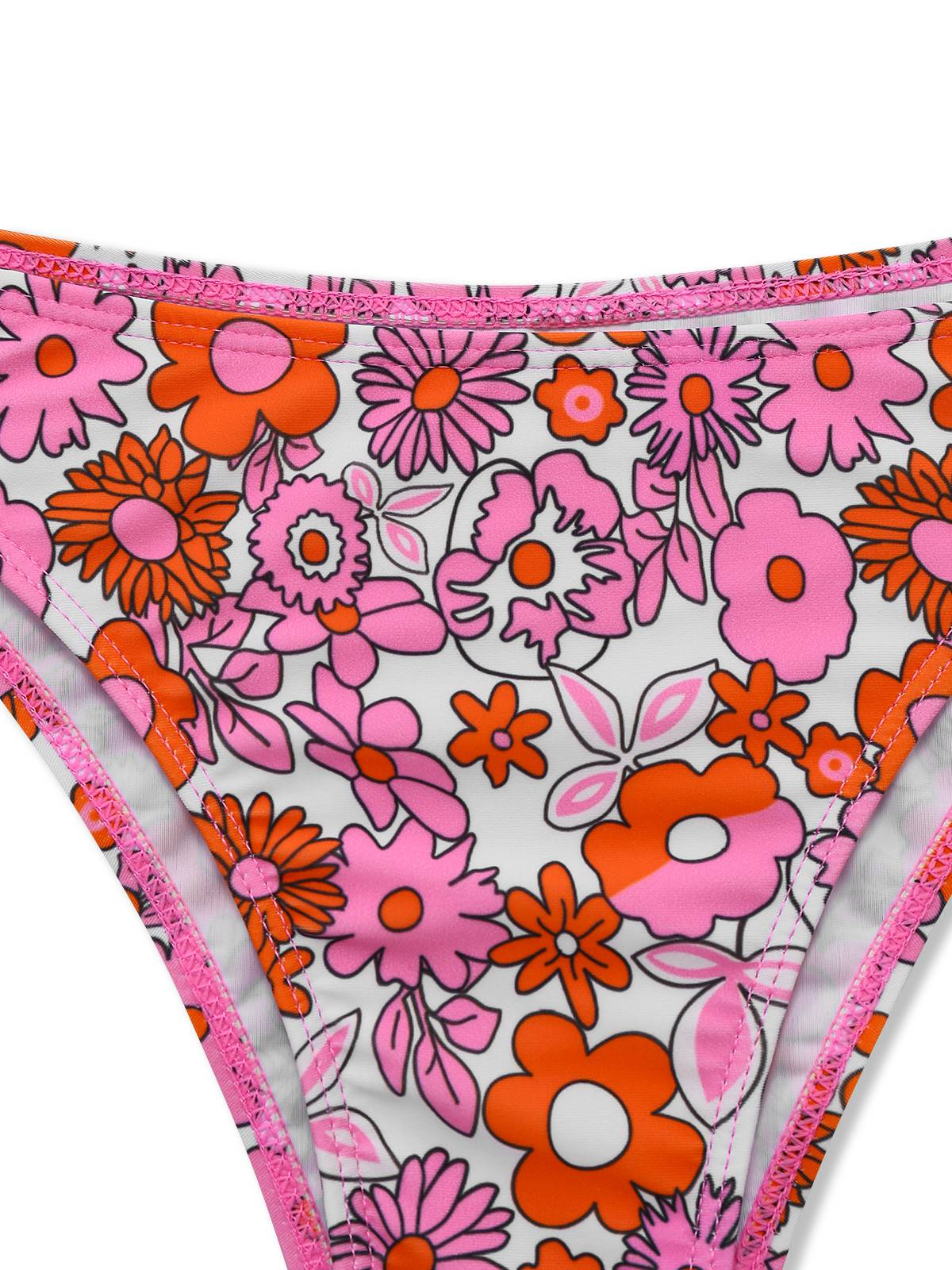 2PCS Multicolor 1950er Karikatur Blumen Bikini Set & Cover-Up - Image 5
