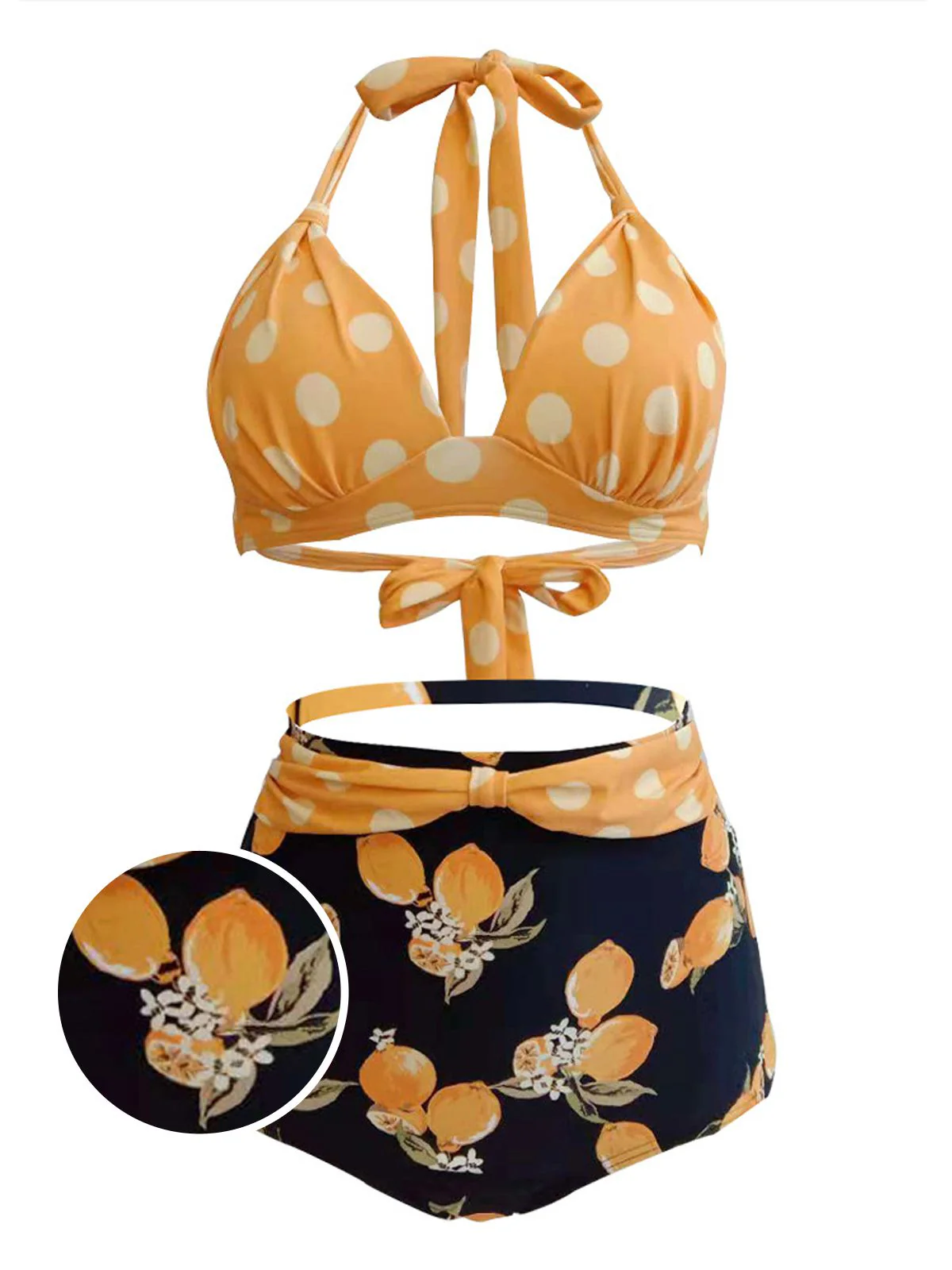 2PCS ORANGE NECKHOLDER BOW DOT BADEANZUG - Image 8