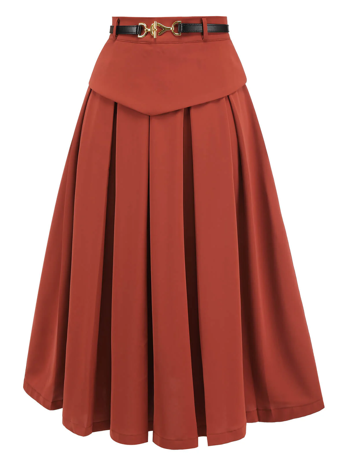 2PCS Orange Rot 1950er Gestreifte Bluse & Faltenrock - Image 12