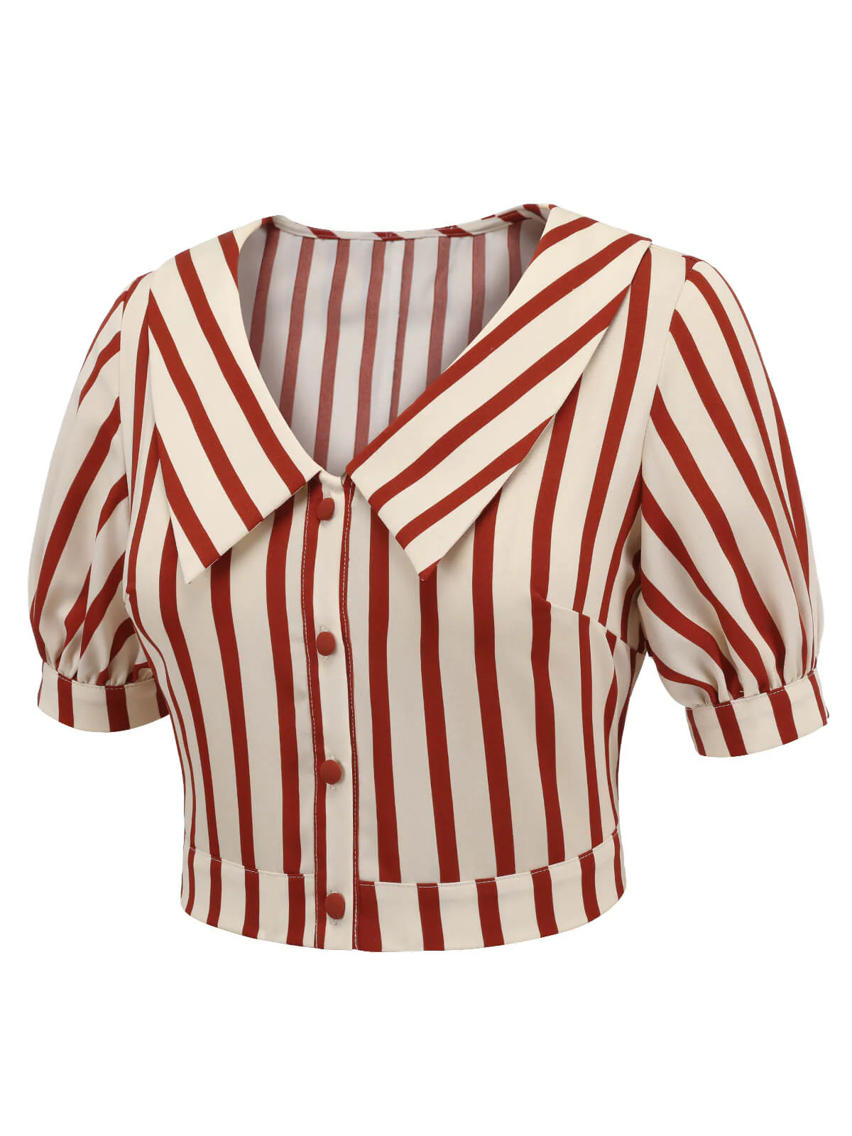 2PCS Orange Rot 1950er Gestreifte Bluse & Faltenrock - Image 6