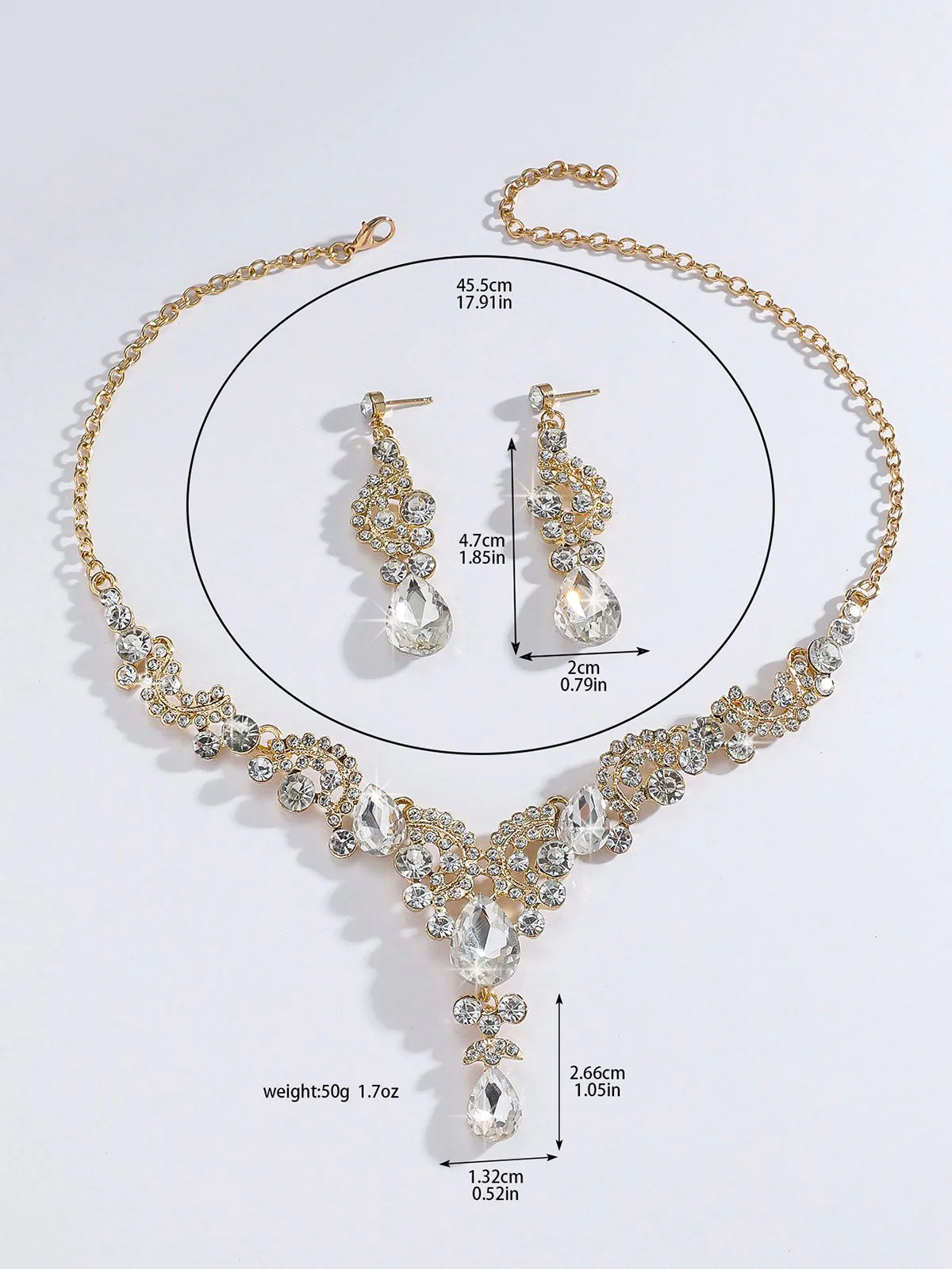 2PCS Rhinestone Halskette & Ohrringe Set - Image 3