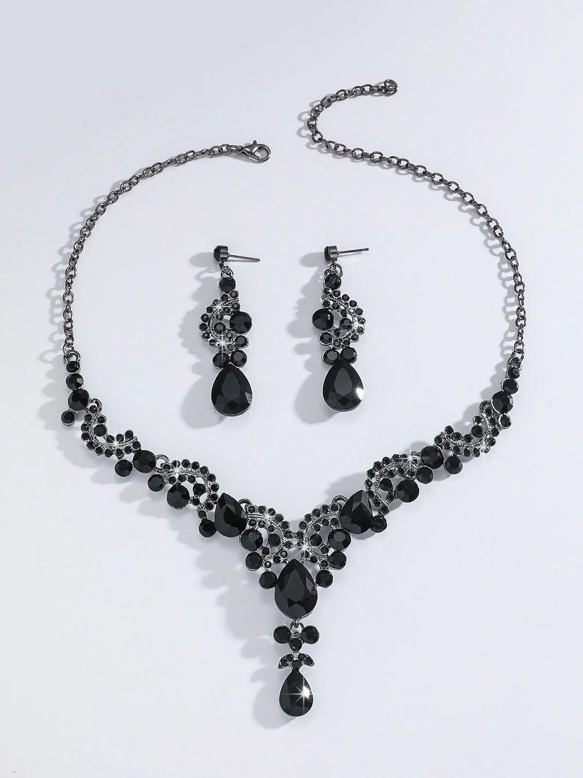 2PCS Rhinestone Halskette & Ohrringe Set - Image 4
