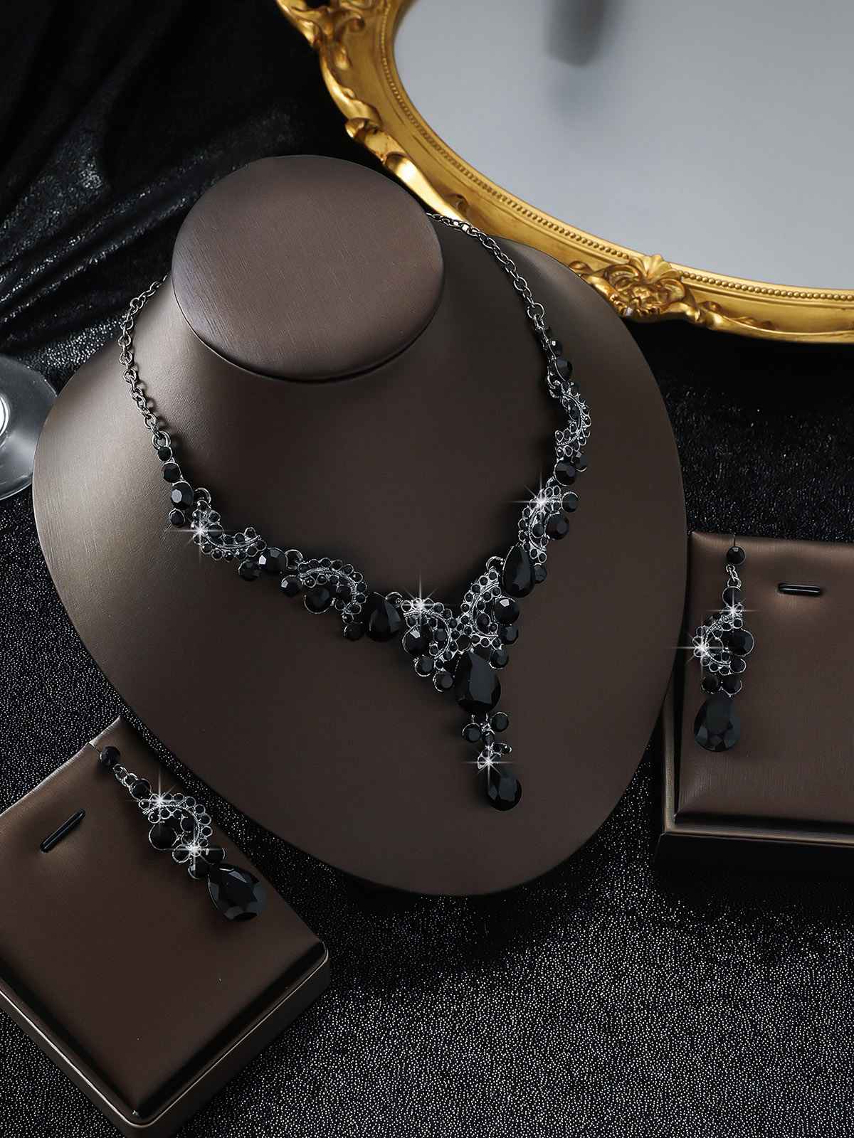 2PCS Rhinestone Halskette & Ohrringe Set - Image 5