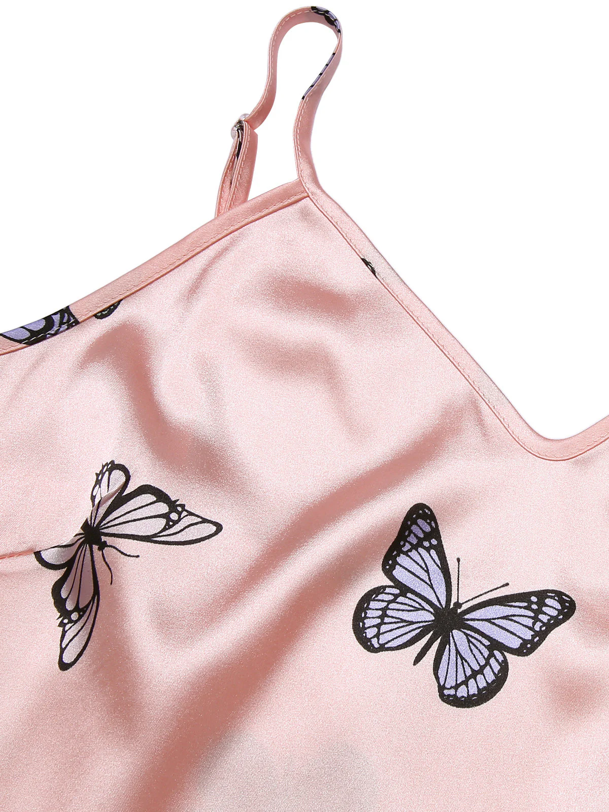 2PCS Rosa 1950er Schmetterling Träger V-Ausschnitt Nachtwäsche - Image 4
