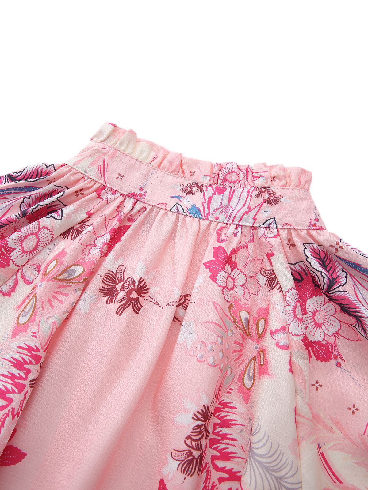 2PCS Rosa 1970er Bohemian Blumen Bluse & Hochgeschnitten Shorts - Image 5