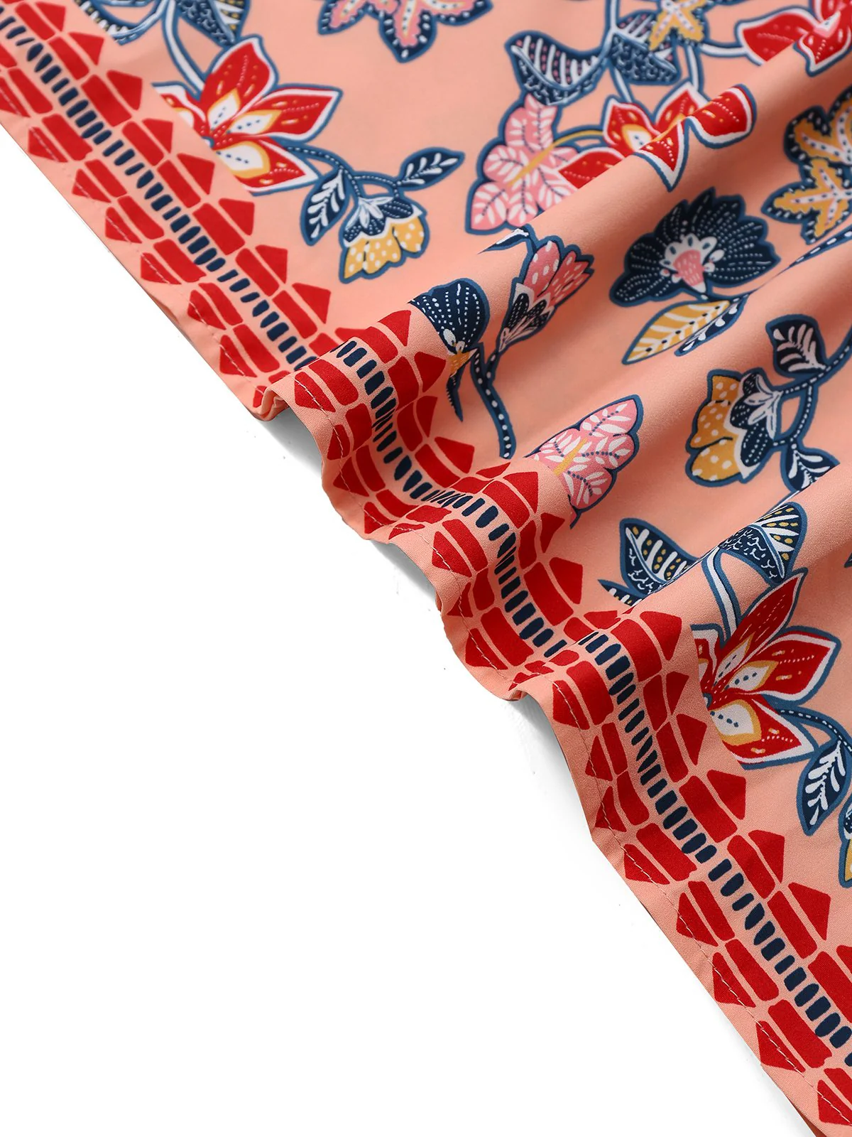 2PCS Rot 1930er Blumen Laternenärmel Ausgeschnitten Top & Gerüschtes Rock - Image 5