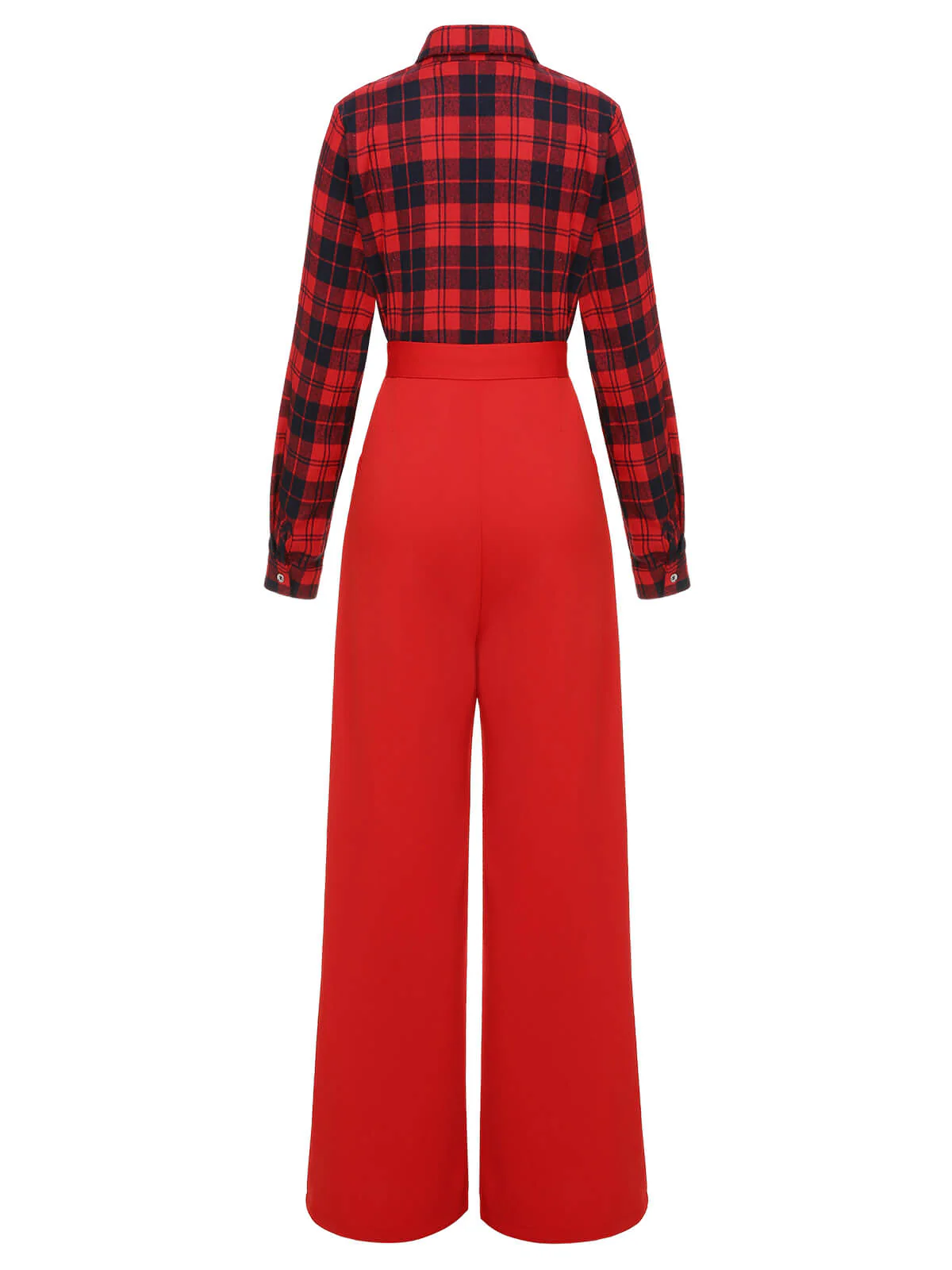 Rot 1930er Weihnachten Plaid Jumpsuit - Image 4