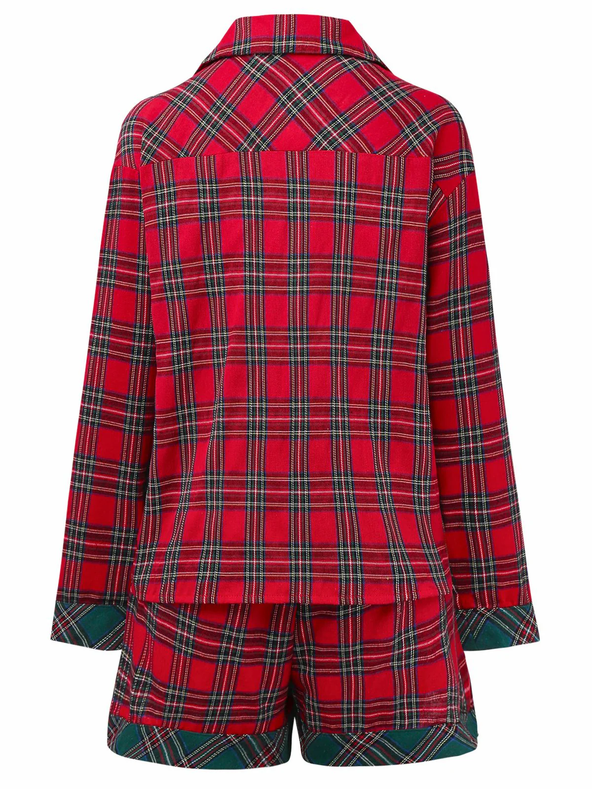 2PCS Rot 1930er Weihnachten Plaid Pyjama Set - Image 2