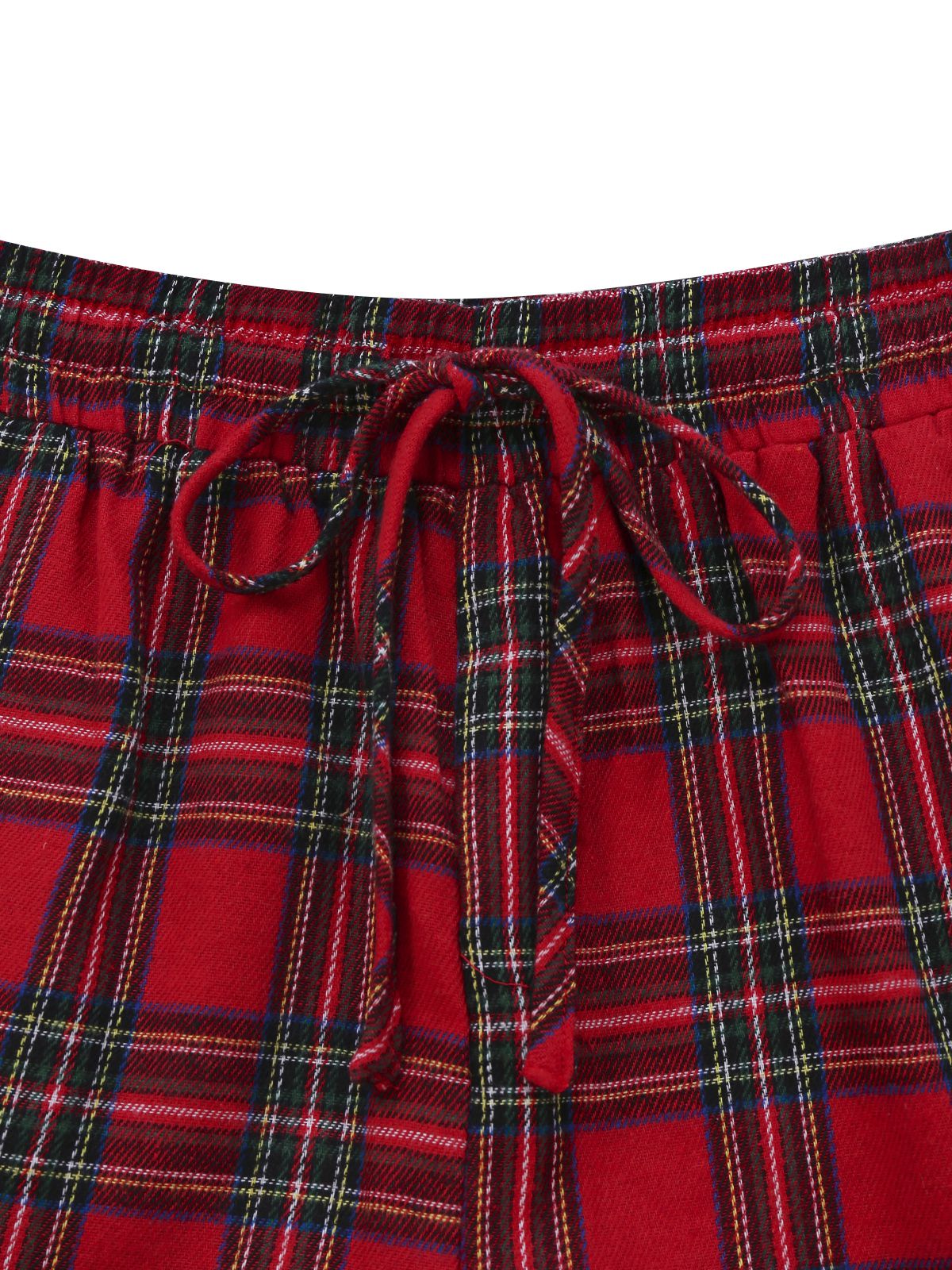 2PCS Rot 1930er Weihnachten Plaid Pyjama Set - Image 3