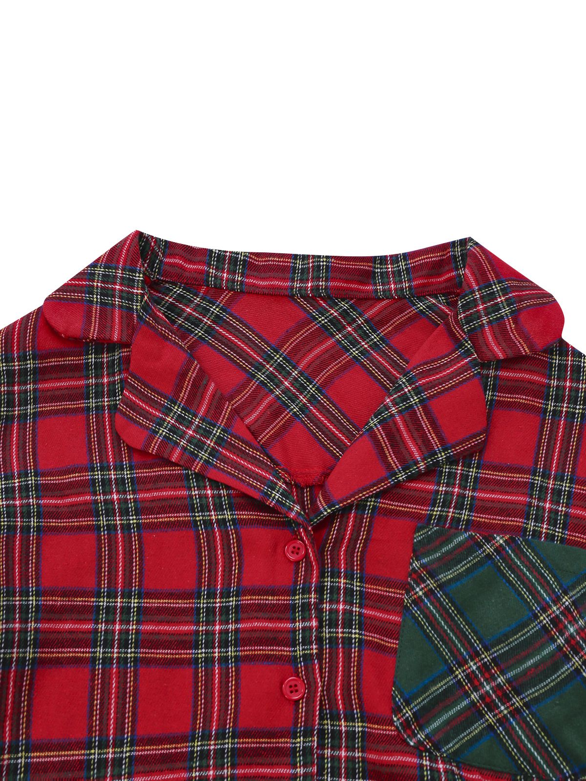 2PCS Rot 1930er Weihnachten Plaid Pyjama Set - Image 5