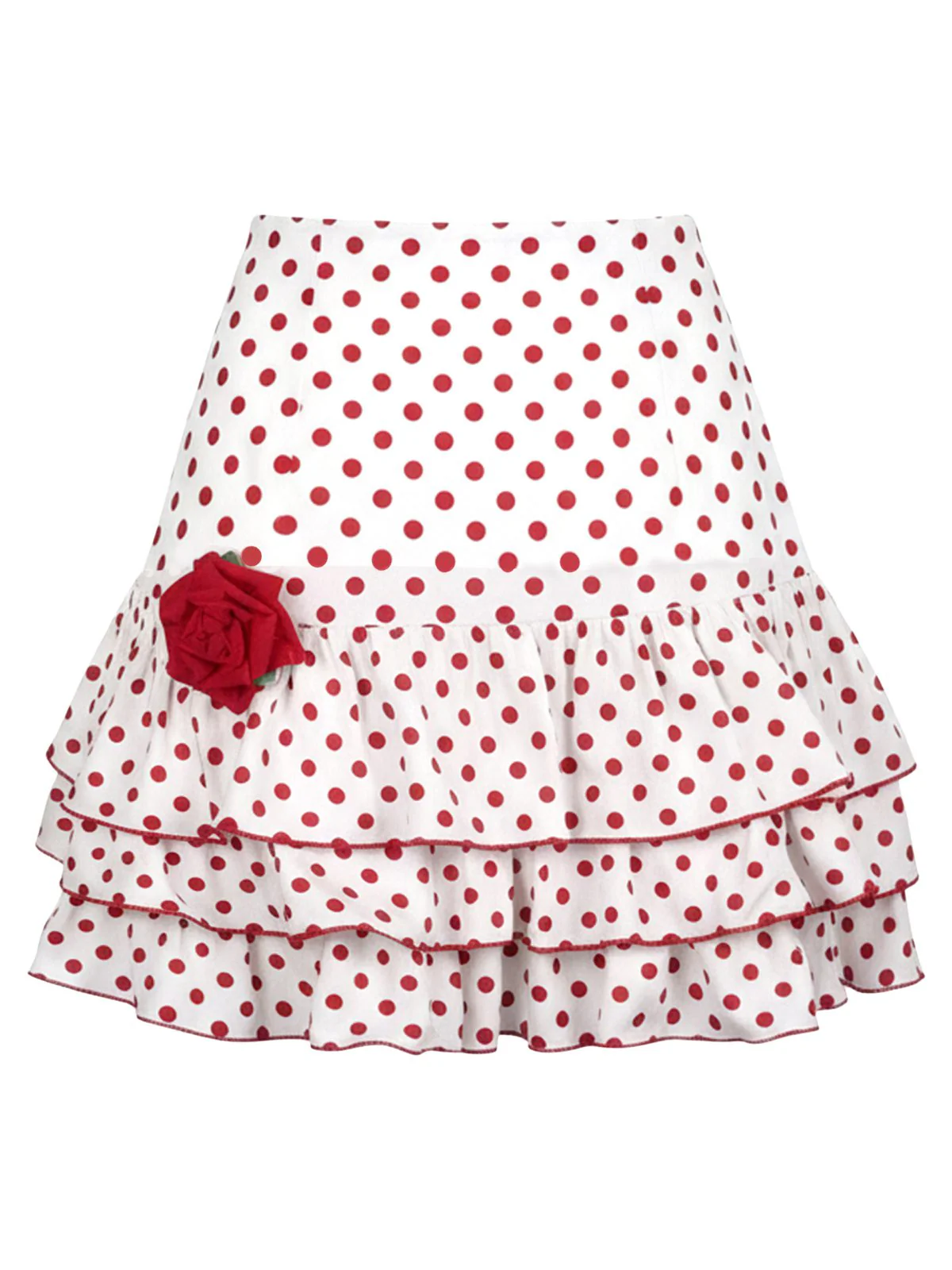 2PCS Rot 1960er Rüschen Rose Stricken Top & Polka Dot Rock - Image 6