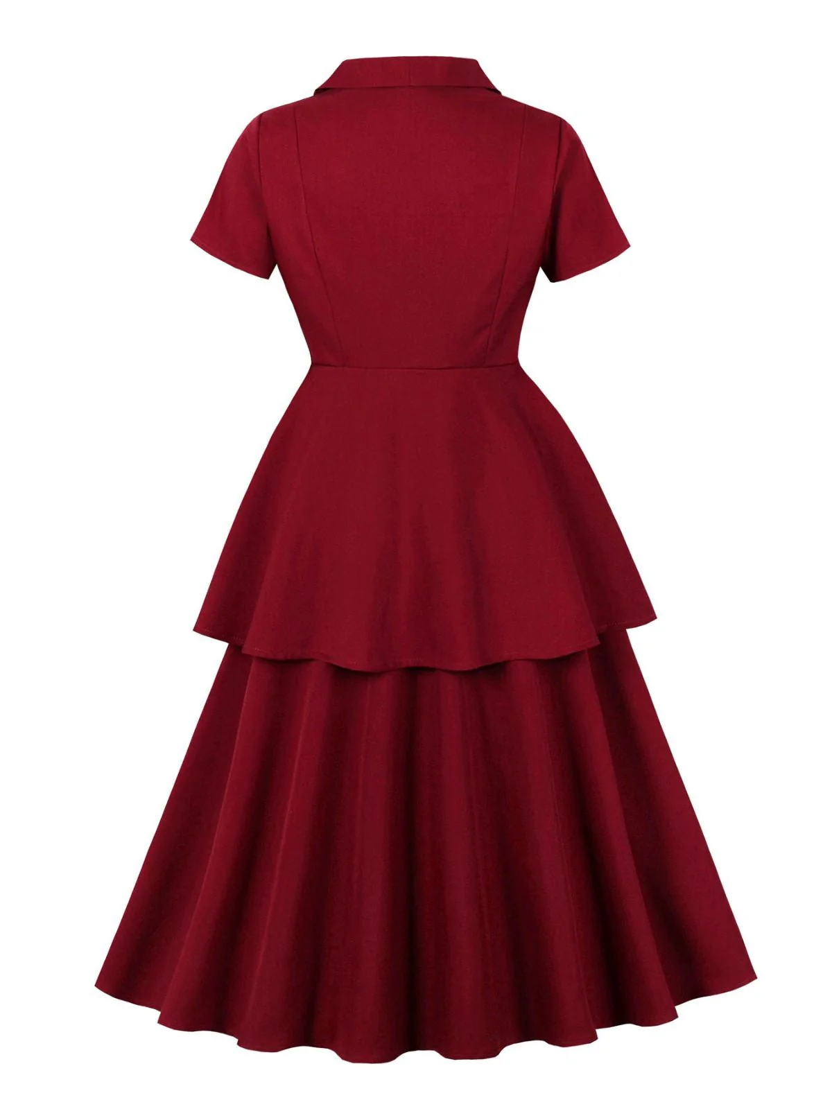 2PCS Rot 1950er Solide Rüschen Tasten Top & Rock - Image 3