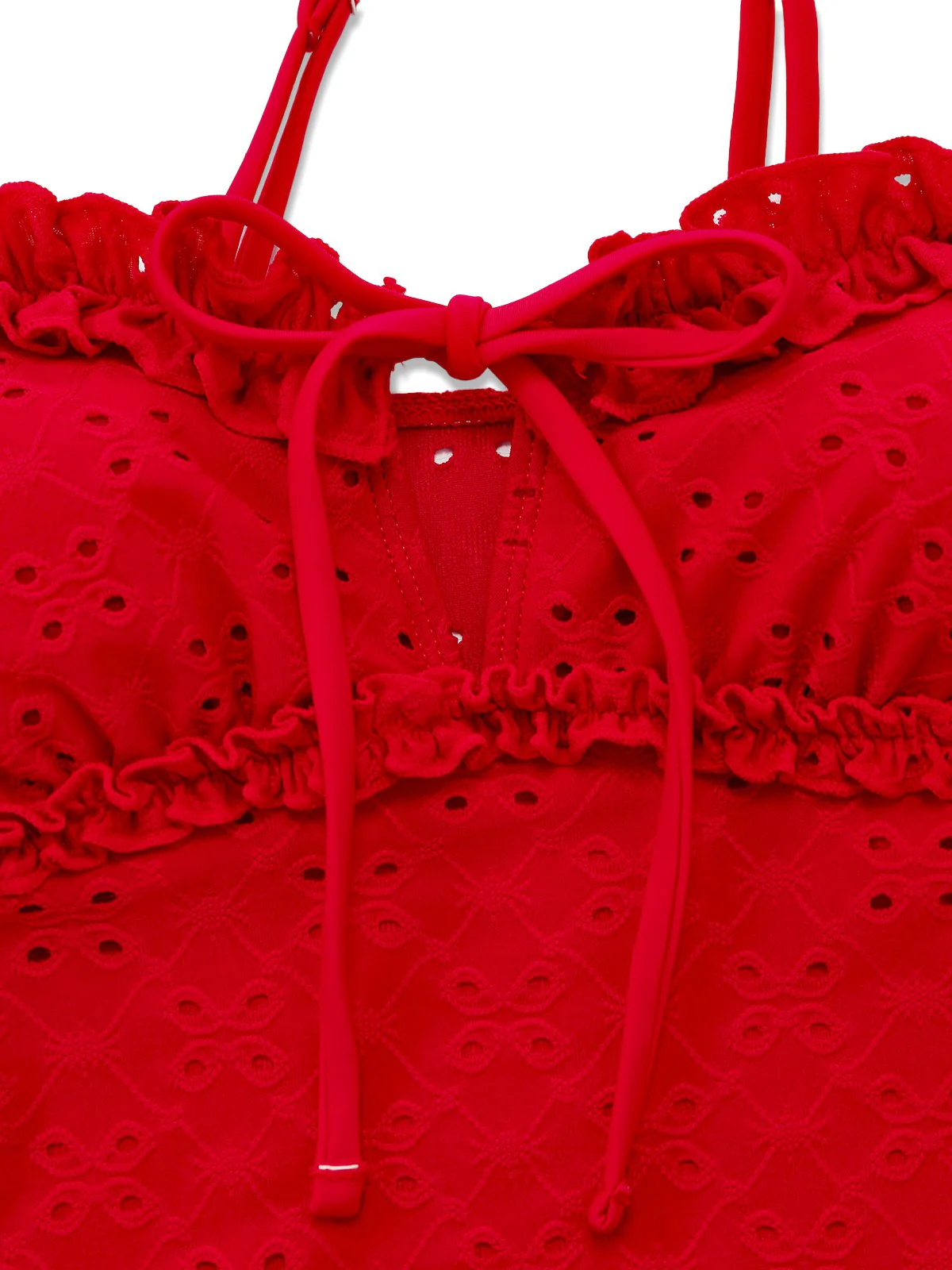 2PCS Rot 1960er Cutout Rüschen Tankini Set & Cover-Up - Image 10