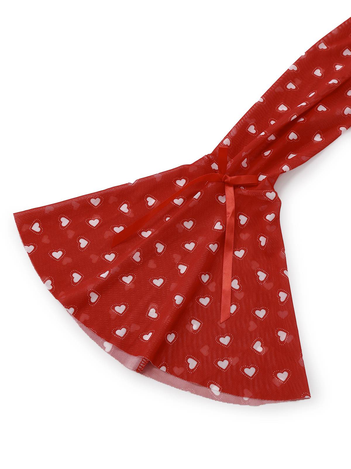 2PCS Rot 1960er Herz Bogen Rüschen Valentinstag Pyjama - Image 6