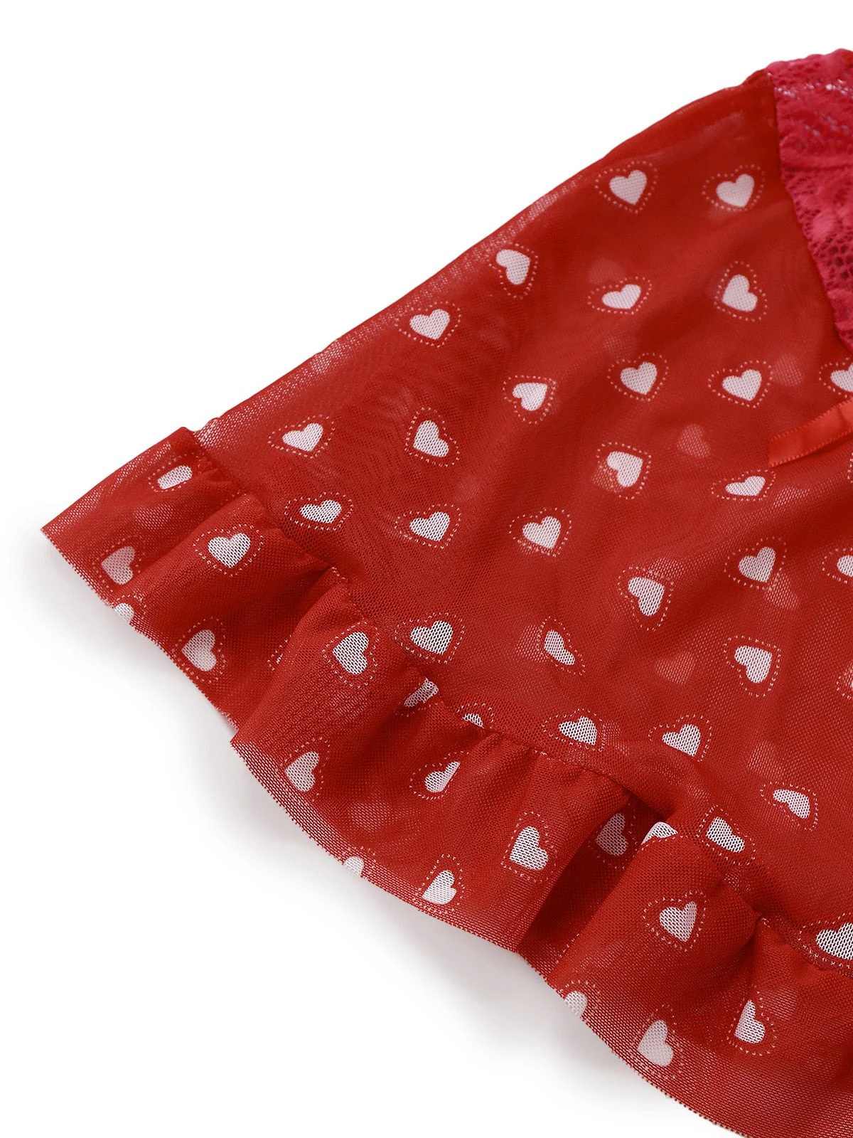 2PCS Rot 1960er Herz Bogen Rüschen Valentinstag Pyjama - Image 7