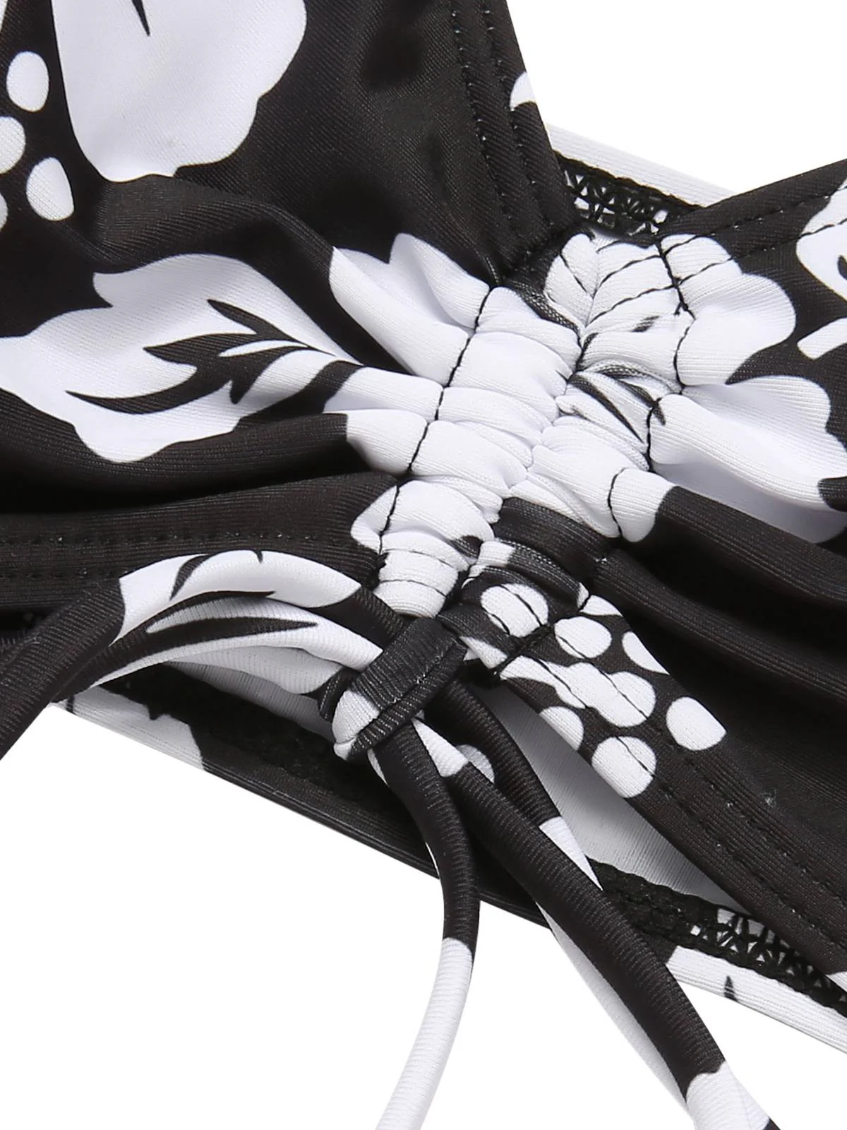 2PCS Schwarz 1950er Blumen Badeanzug & Cover-Up - Image 5