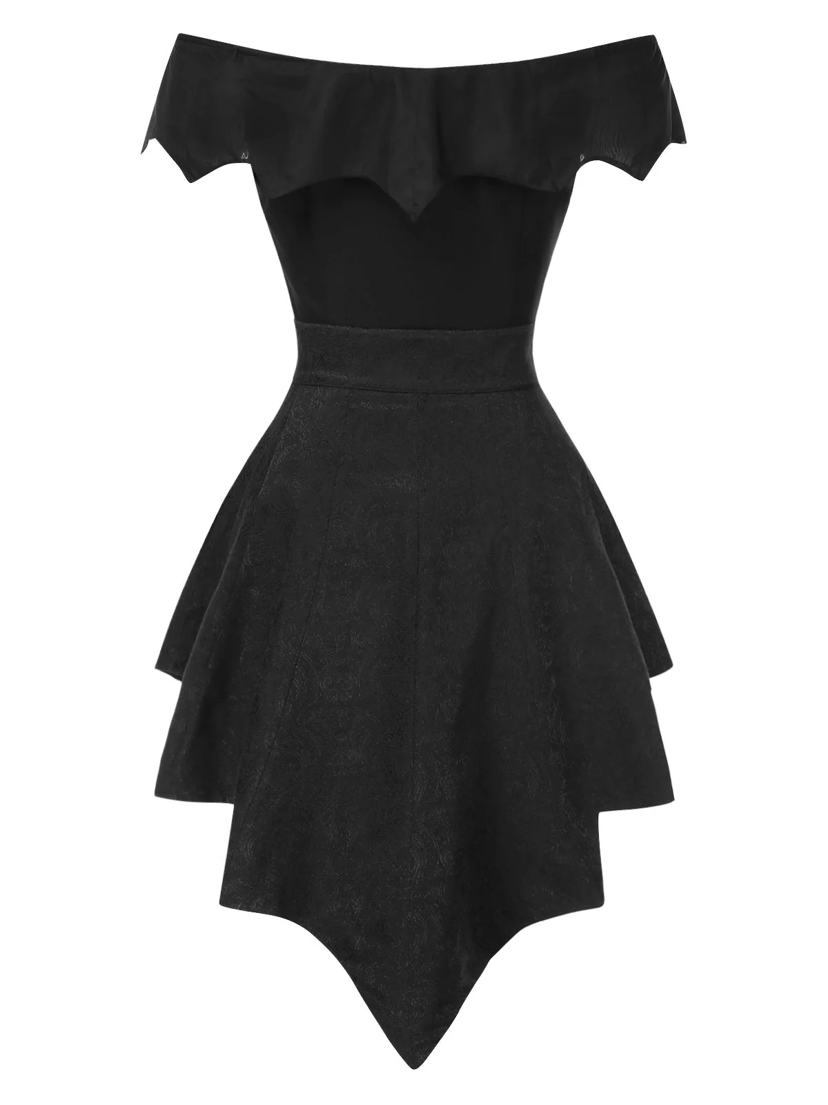 2PCS Schwarz 1950er Gothic SchlÀger Romper & Cover-Up - Image 5