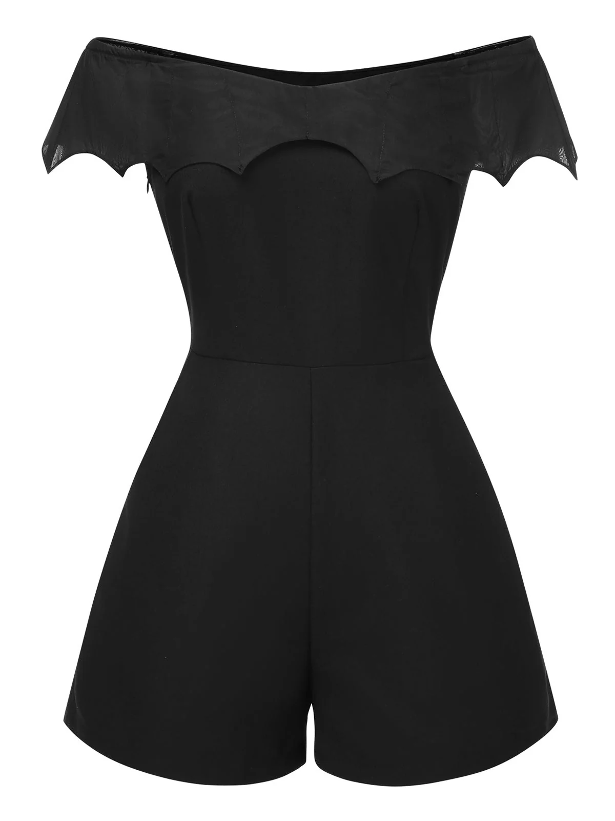 2PCS Schwarz 1950er Gothic SchlÀger Romper & Cover-Up - Image 6